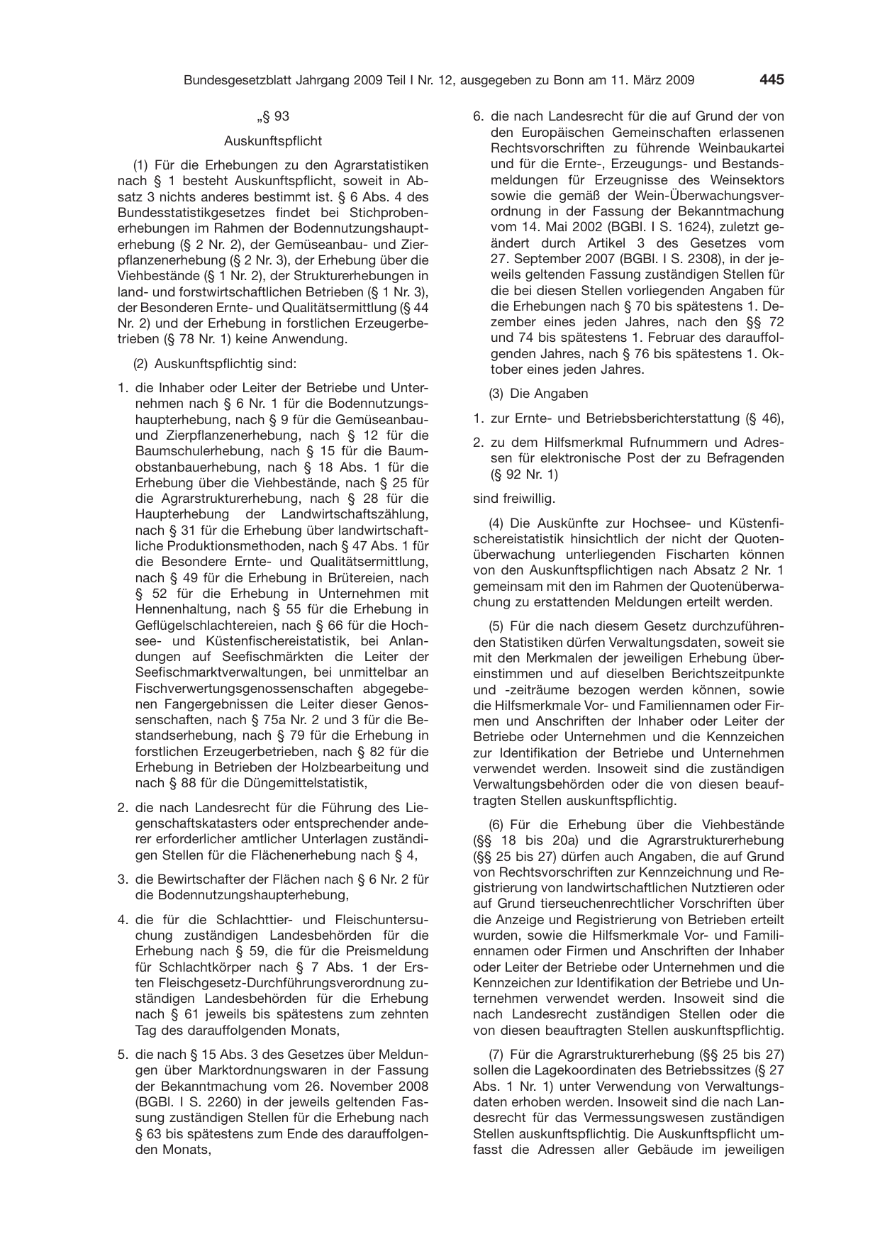 BGBl. 2009, Seite 445 — Originalseite als Abbildung