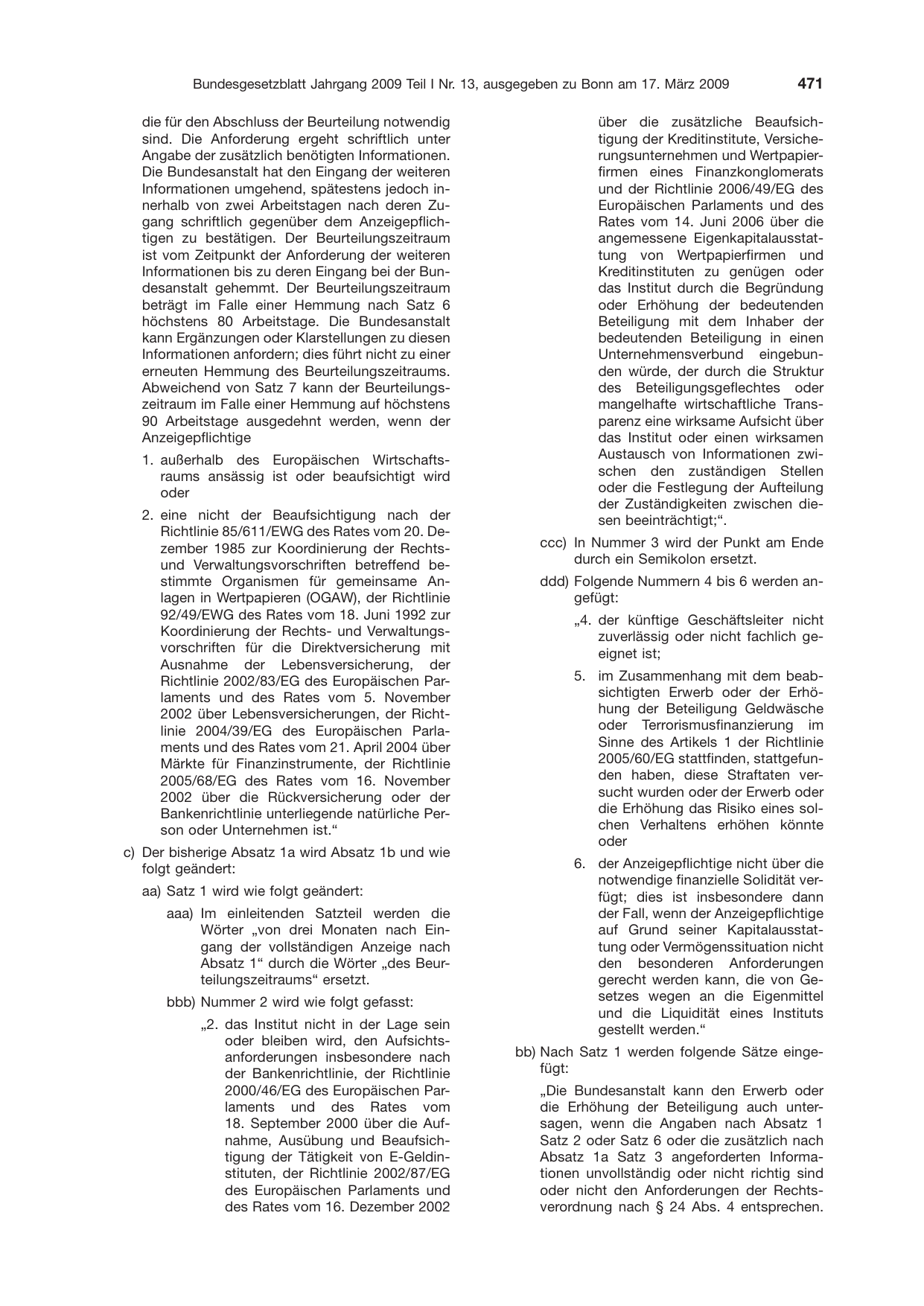 BGBl. 2009, Seite 471 — Originalseite als Abbildung