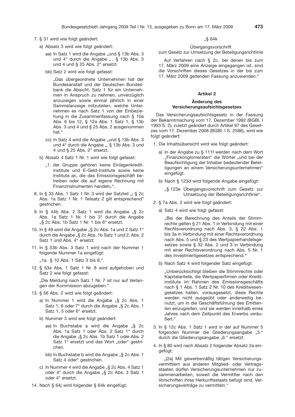 BGBl. 2009, Seite 473 — Originalseite als Abbildung
