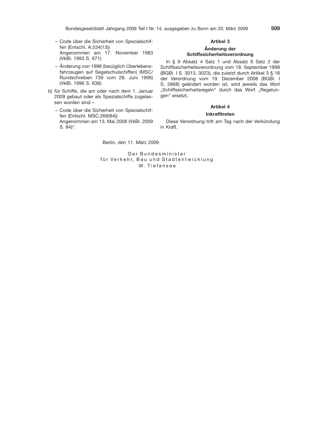 BGBl. 2009, Seite 509 — Originalseite als Abbildung