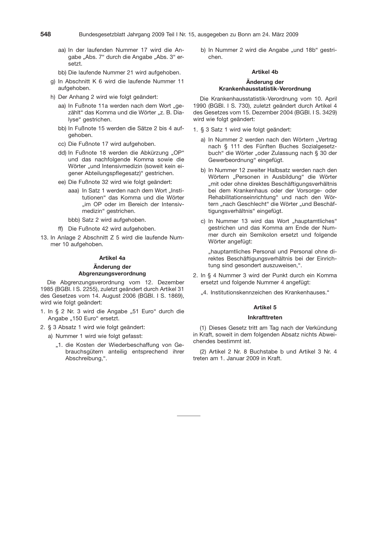BGBl. 2009, Seite 548 — Originalseite als Abbildung