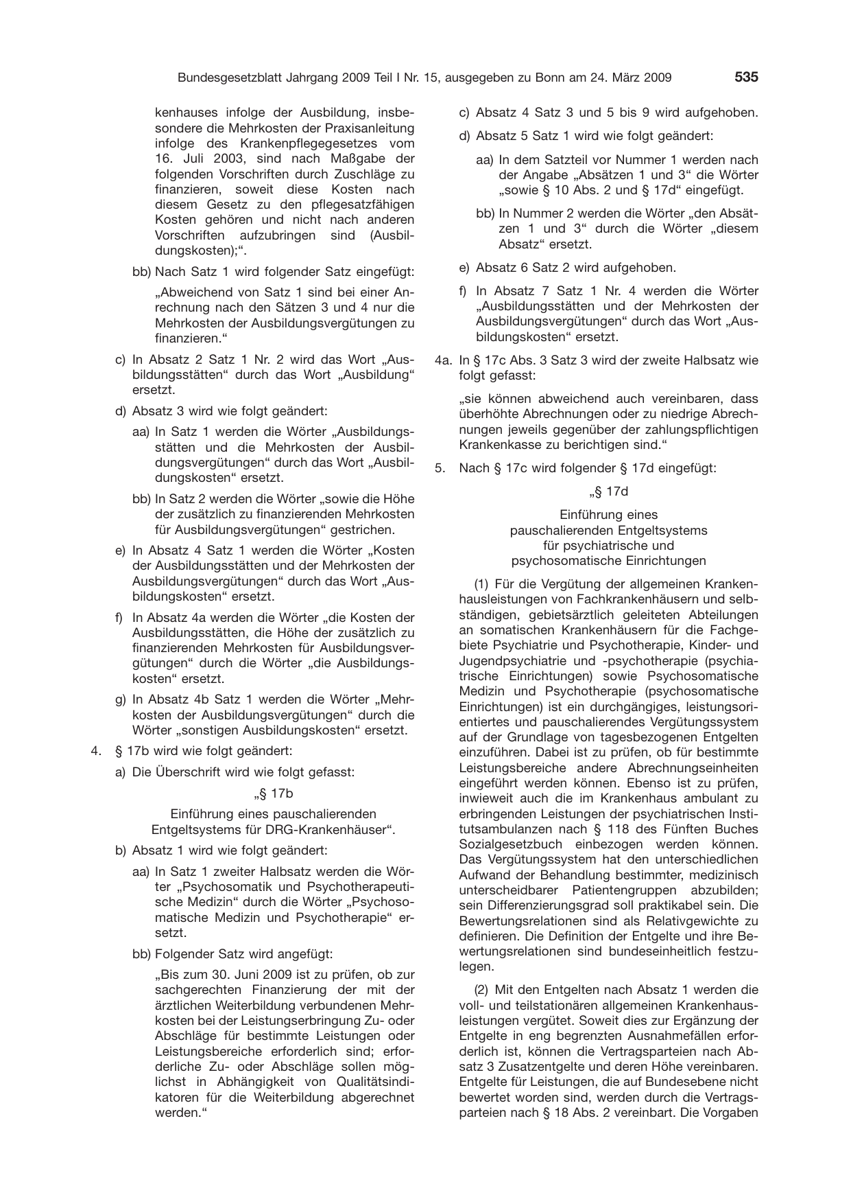 BGBl. 2009, Seite 535 — Originalseite als Abbildung
