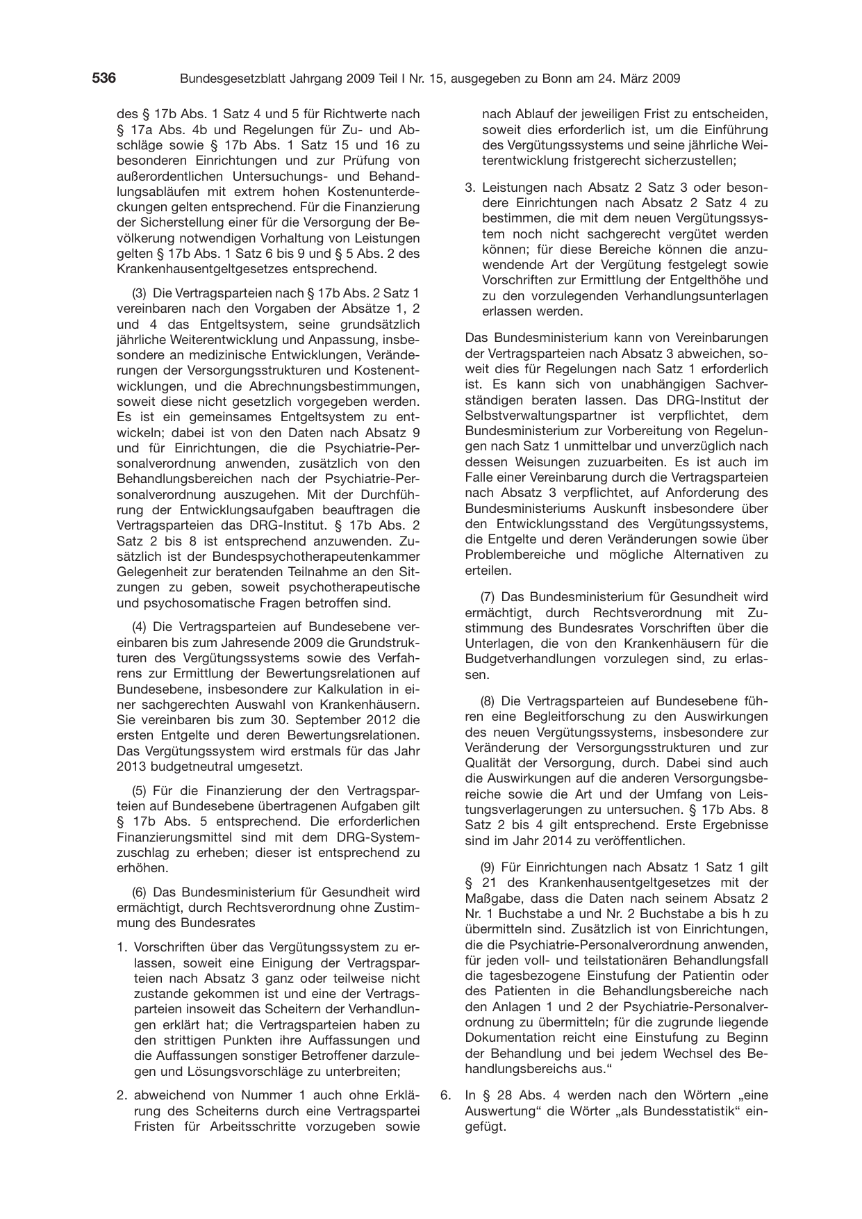 BGBl. 2009, Seite 536 — Originalseite als Abbildung