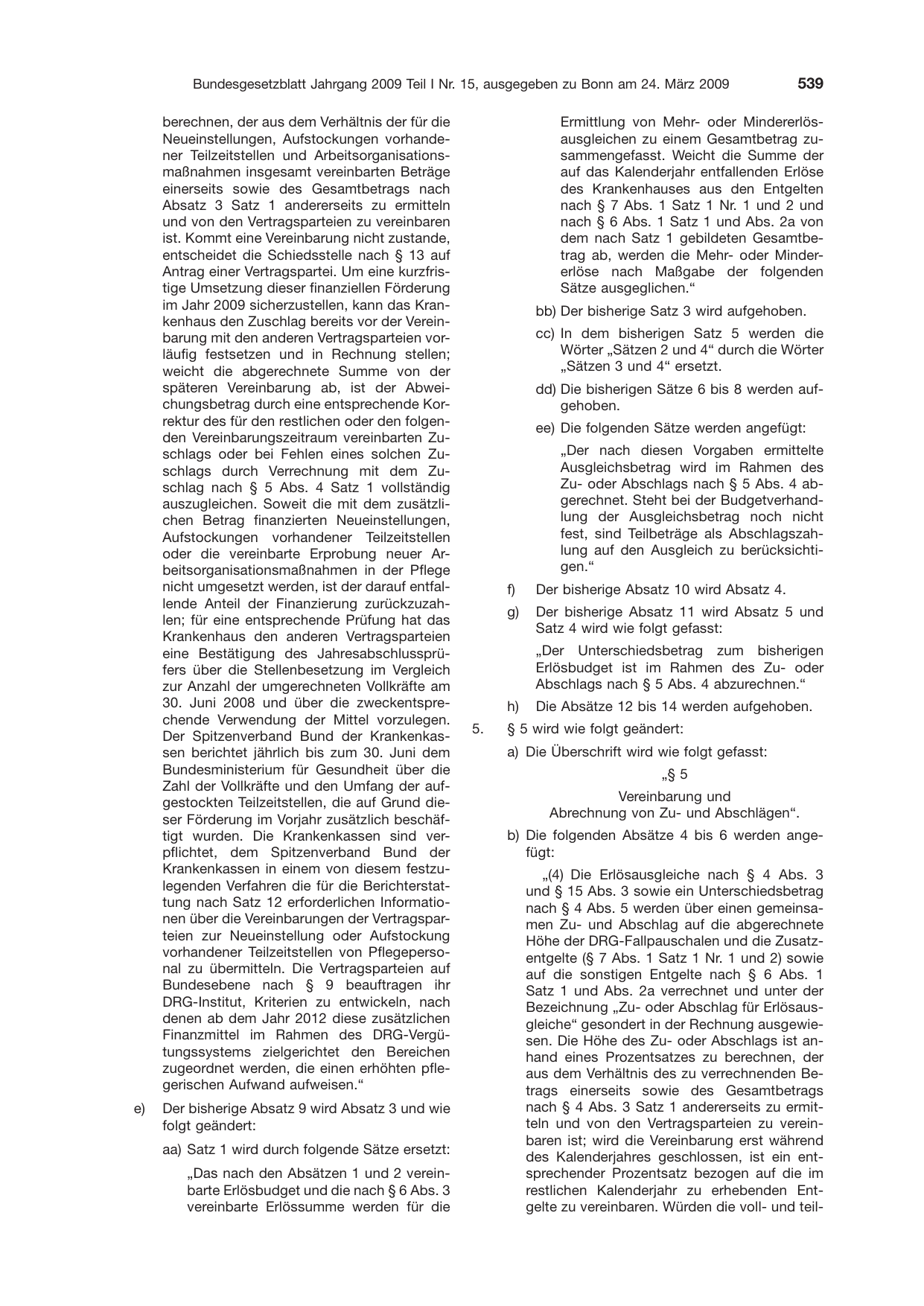 BGBl. 2009, Seite 539 — Originalseite als Abbildung