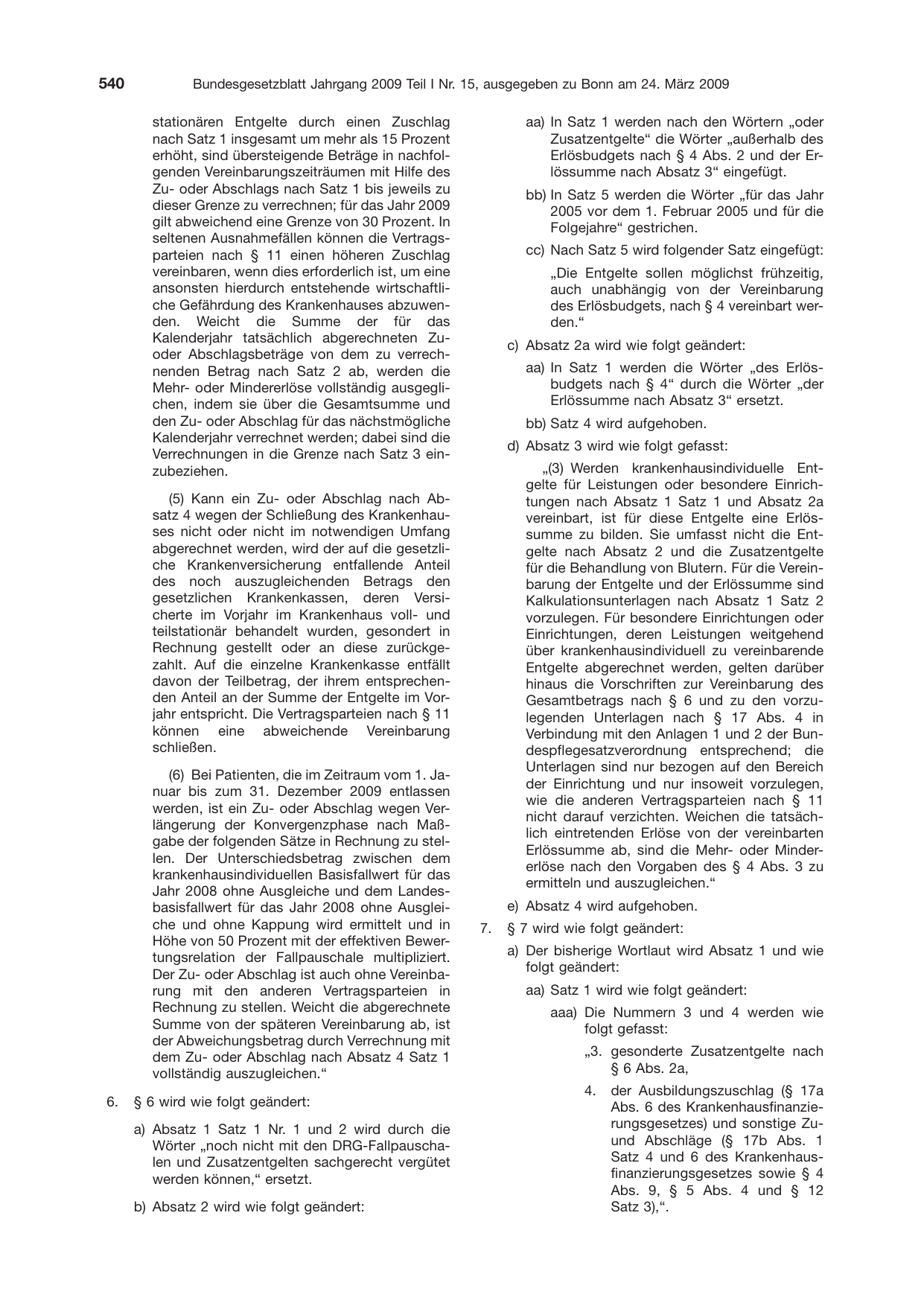 BGBl. 2009, Seite 540 — Originalseite als Abbildung