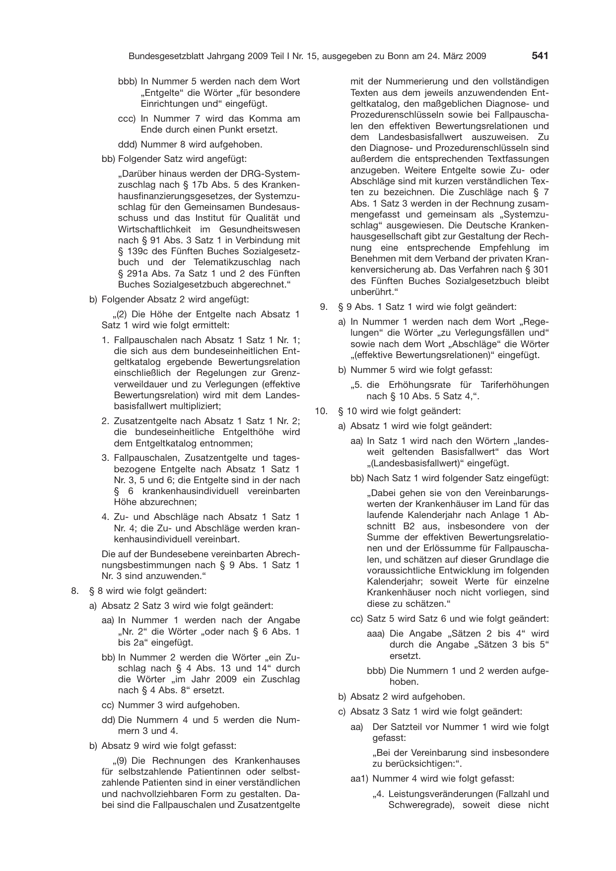 BGBl. 2009, Seite 541 — Originalseite als Abbildung
