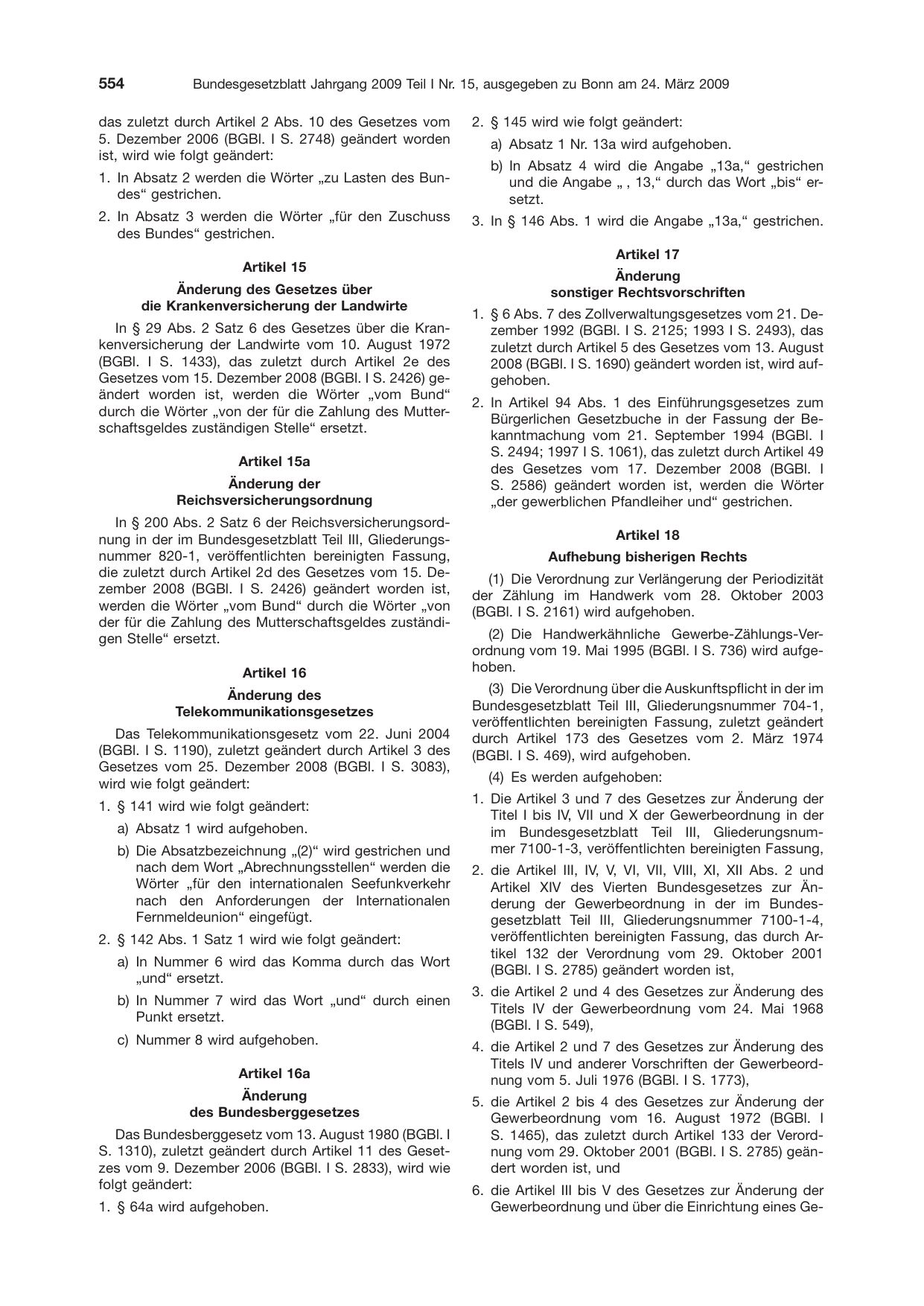 BGBl. 2009, Seite 554 — Originalseite als Abbildung