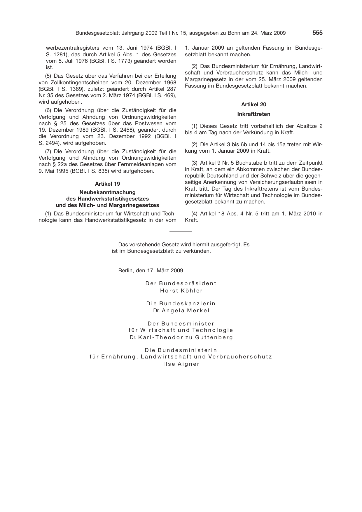 BGBl. 2009, Seite 555 — Originalseite als Abbildung