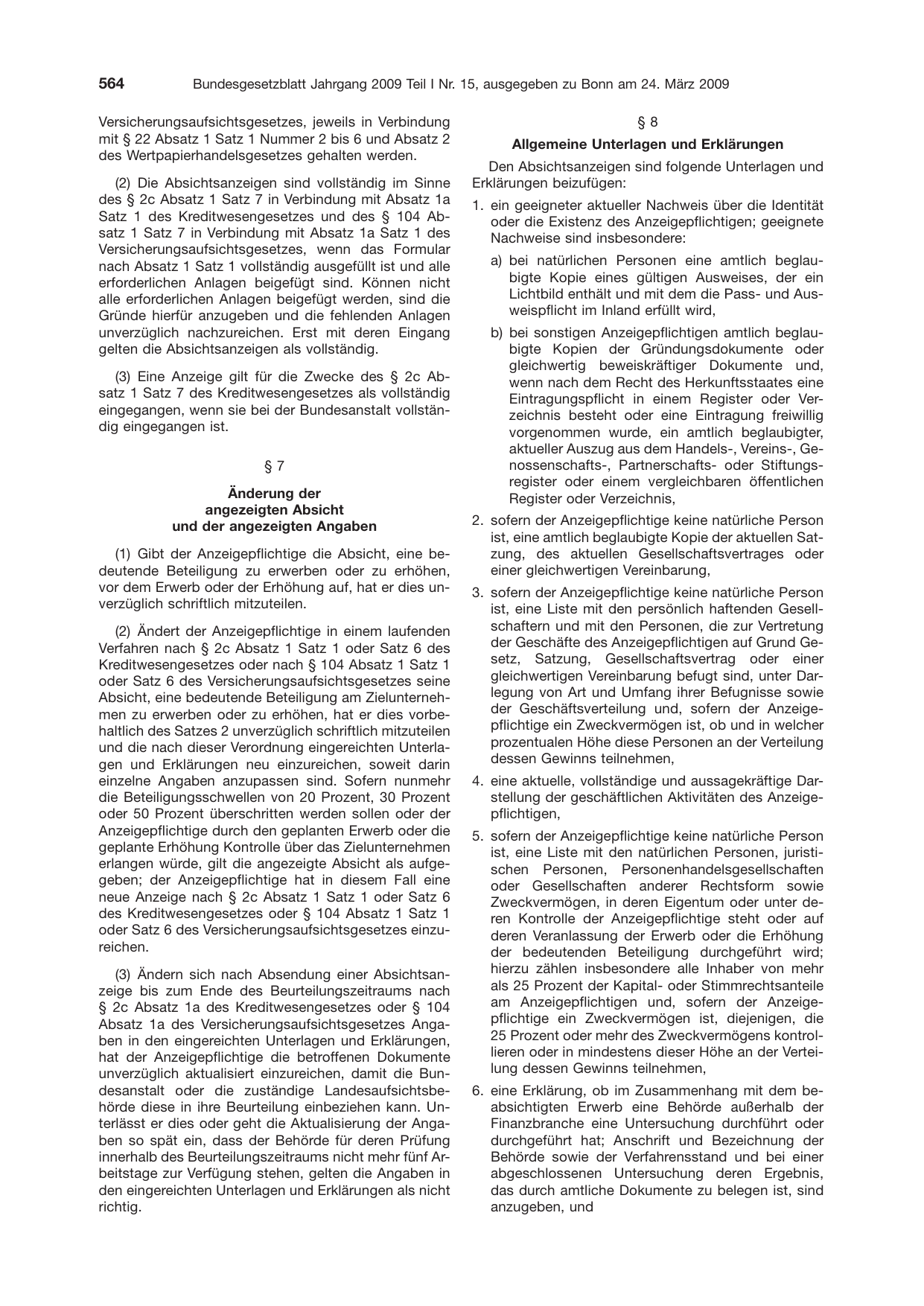 BGBl. 2009, Seite 564 — Originalseite als Abbildung
