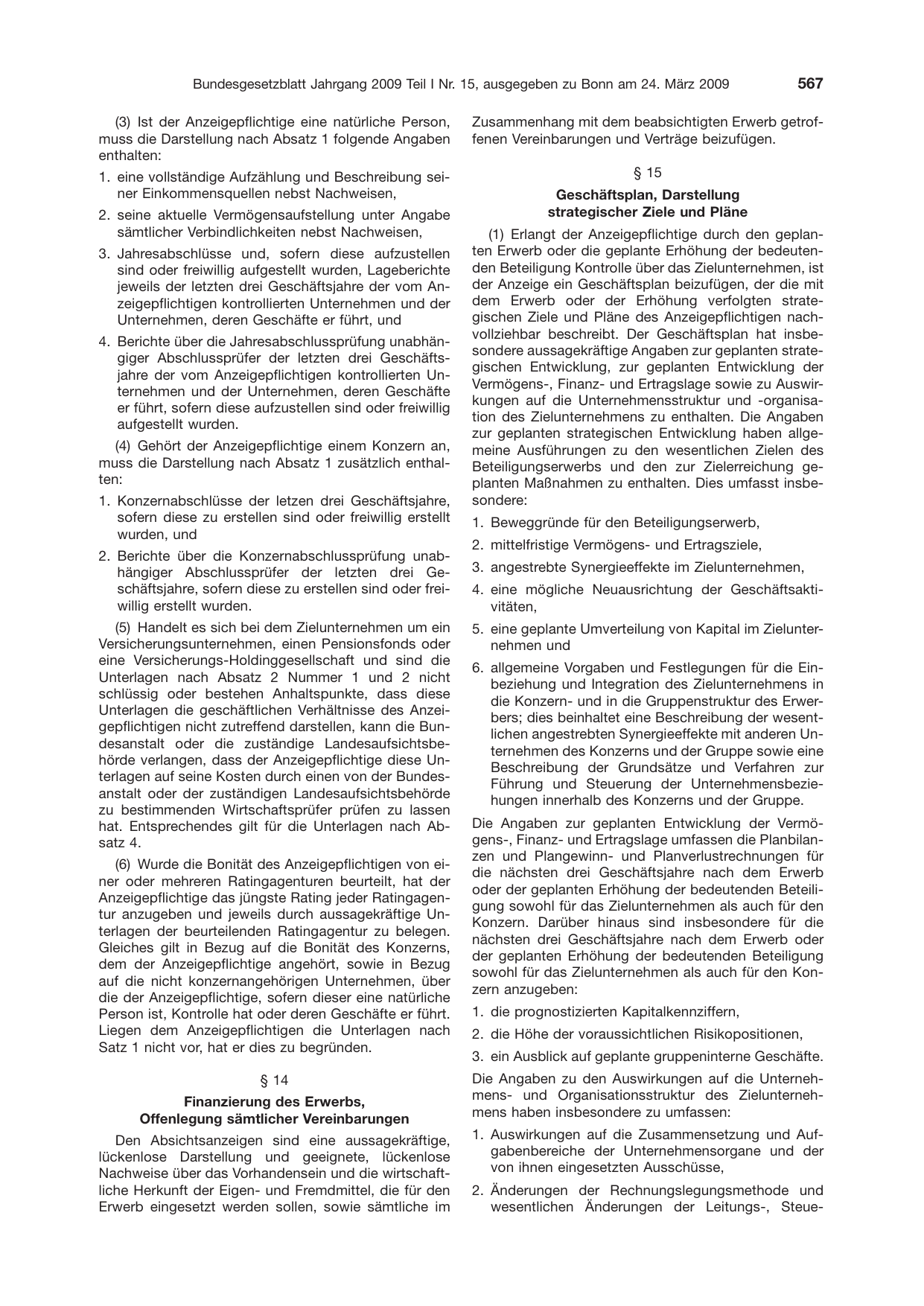 BGBl. 2009, Seite 567 — Originalseite als Abbildung