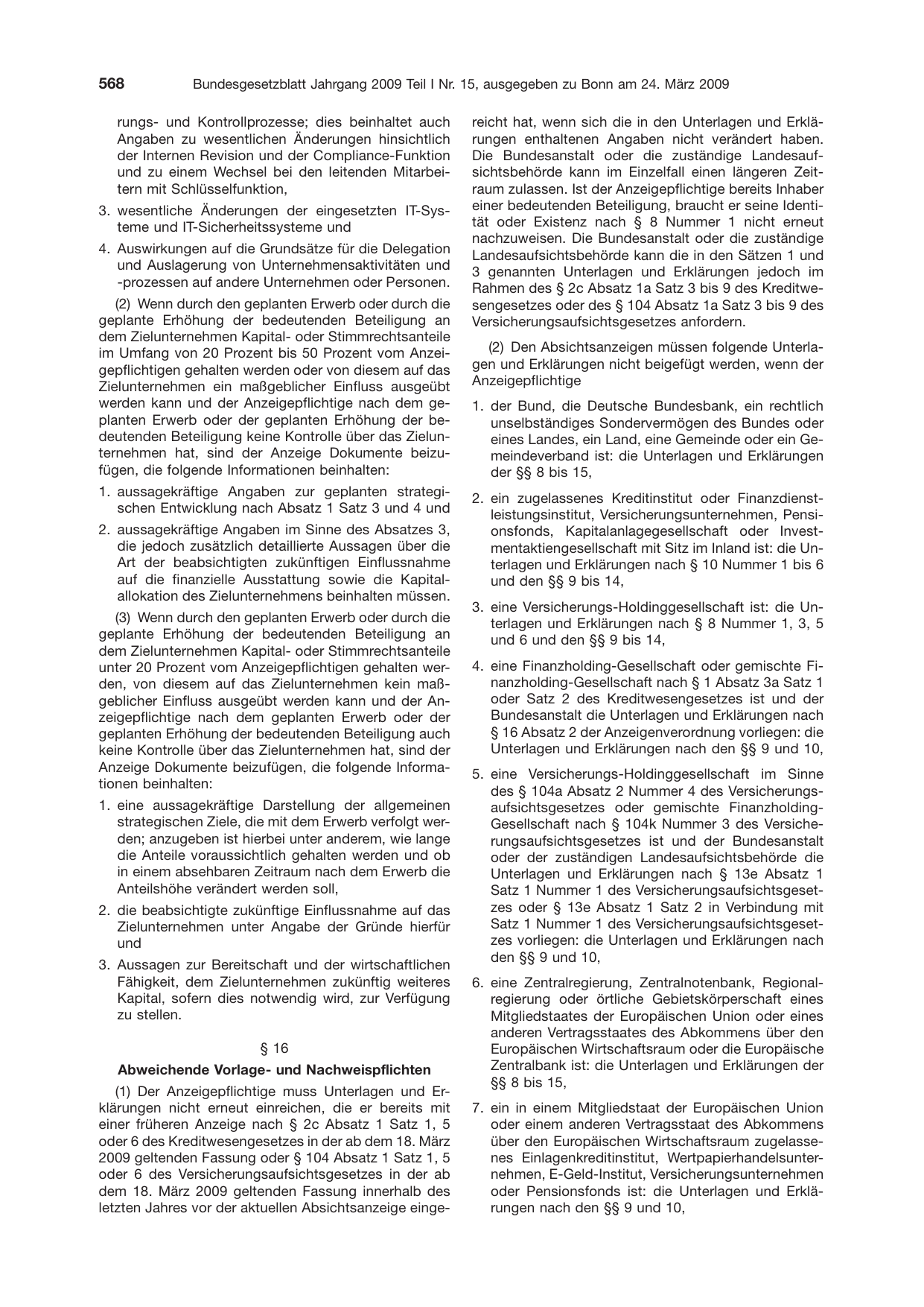 BGBl. 2009, Seite 568 — Originalseite als Abbildung
