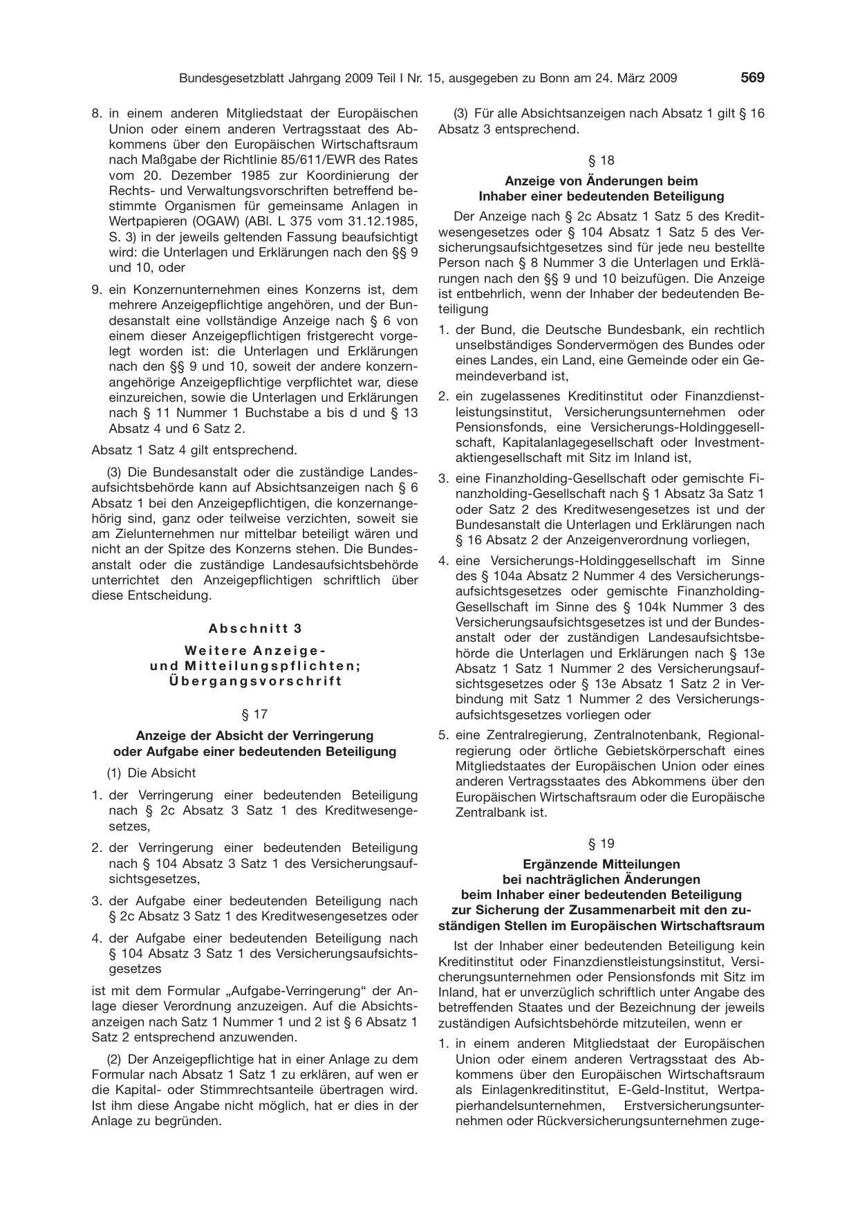 BGBl. 2009, Seite 569 — Originalseite als Abbildung