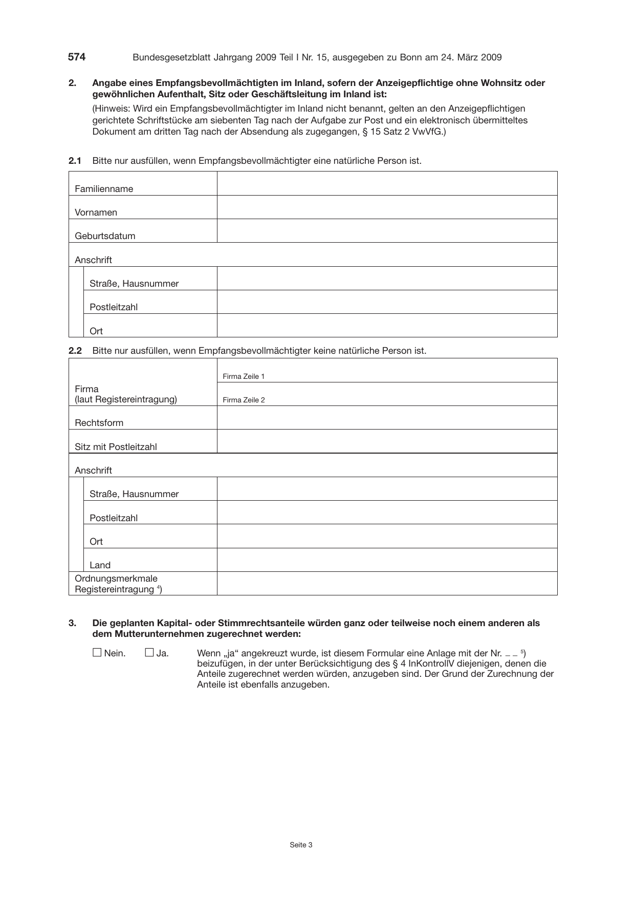 BGBl. 2009, Seite 574 — Originalseite als Abbildung