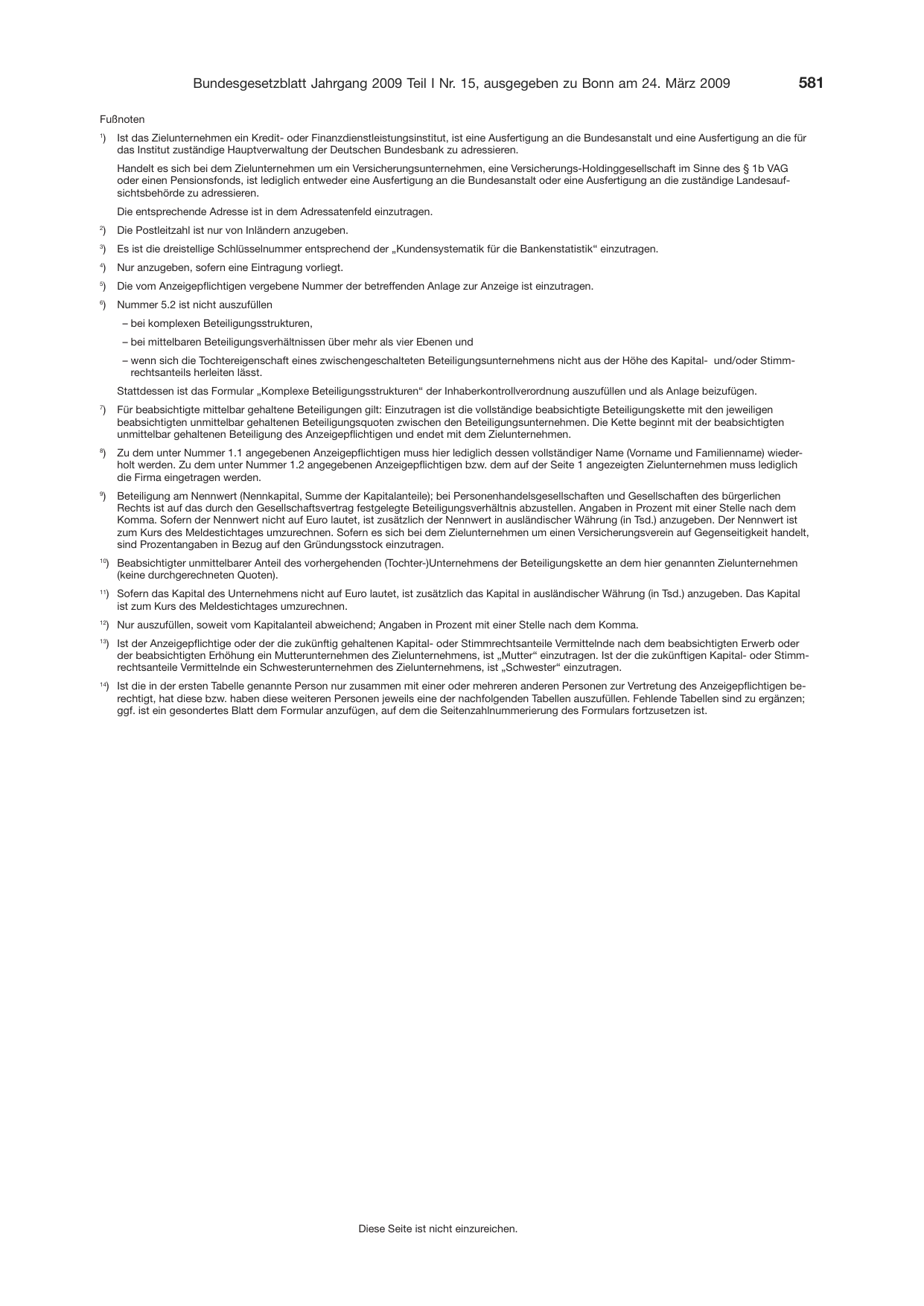 BGBl. 2009, Seite 581 — Originalseite als Abbildung