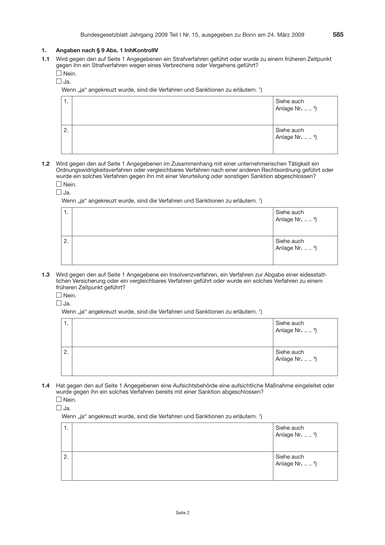 BGBl. 2009, Seite 585 — Originalseite als Abbildung