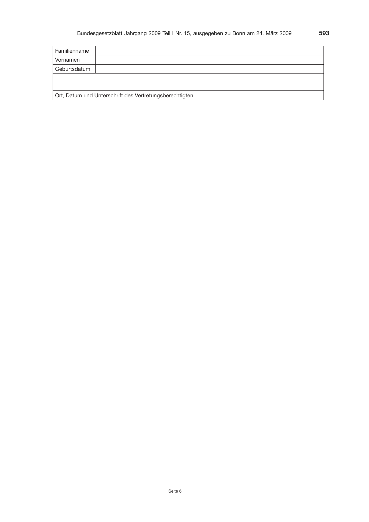 BGBl. 2009, Seite 593 — Originalseite als Abbildung