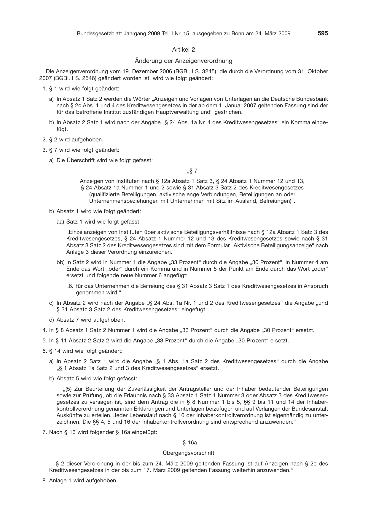 BGBl. 2009, Seite 595 — Originalseite als Abbildung