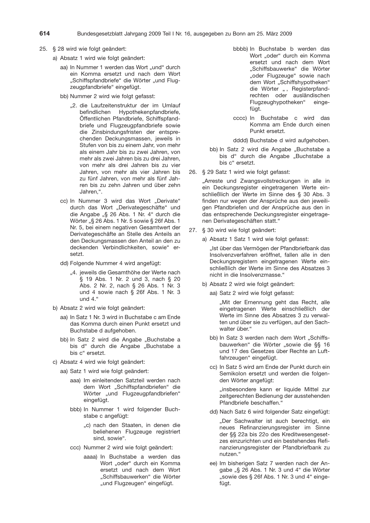 BGBl. 2009, Seite 614 — Originalseite als Abbildung
