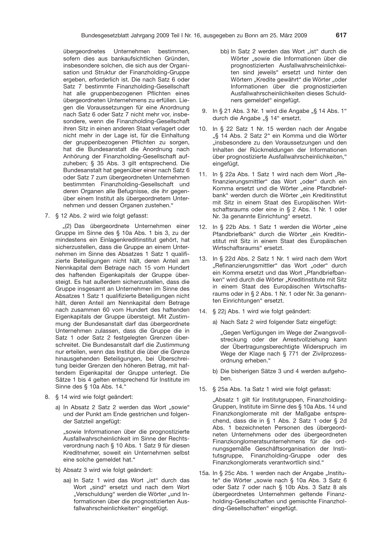 BGBl. 2009, Seite 617 — Originalseite als Abbildung