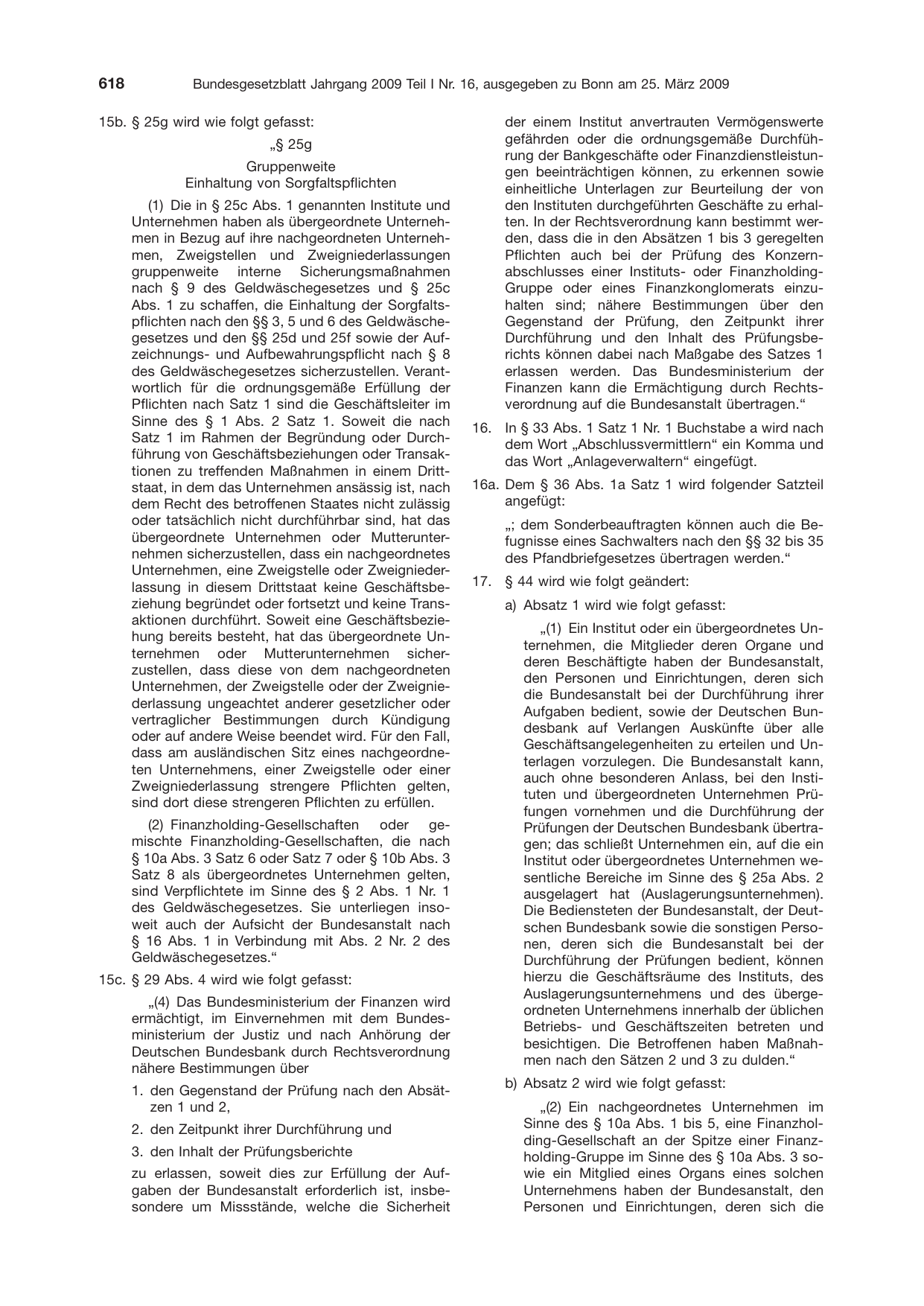 BGBl. 2009, Seite 618 — Originalseite als Abbildung
