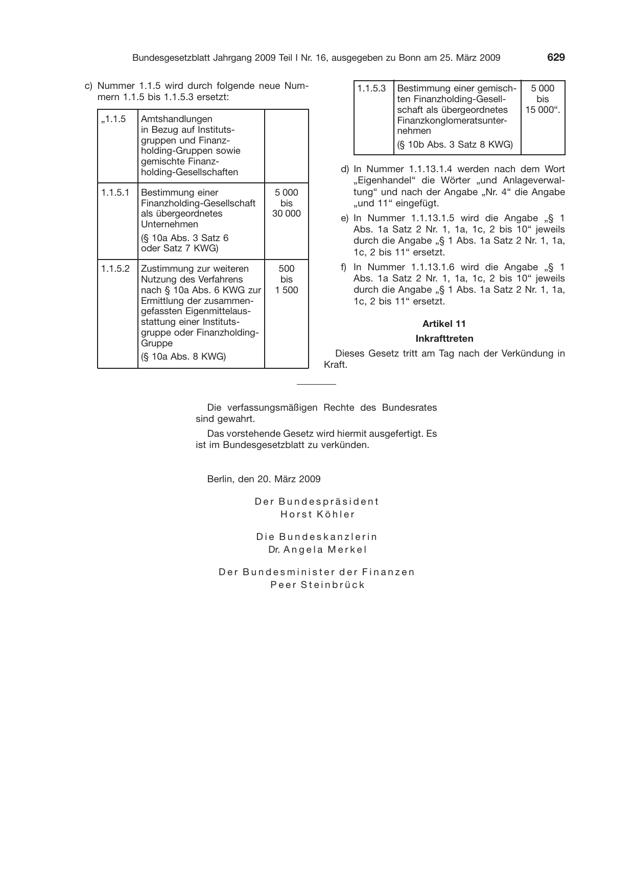 BGBl. 2009, Seite 629 — Originalseite als Abbildung