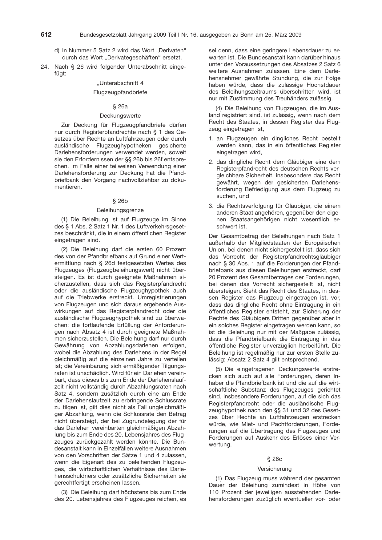 BGBl. 2009, Seite 612 — Originalseite als Abbildung