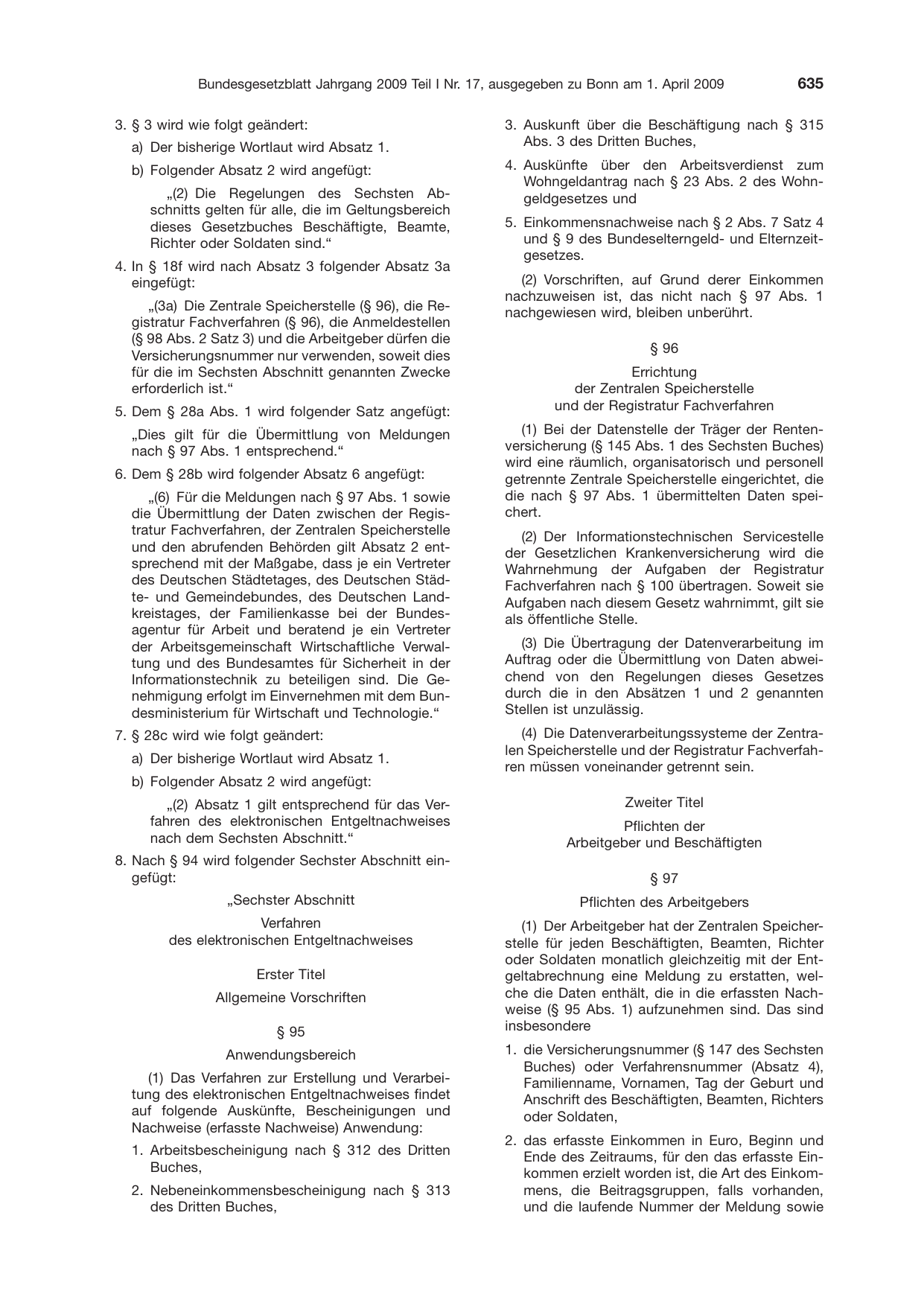 BGBl. 2009, Seite 635 — Originalseite als Abbildung
