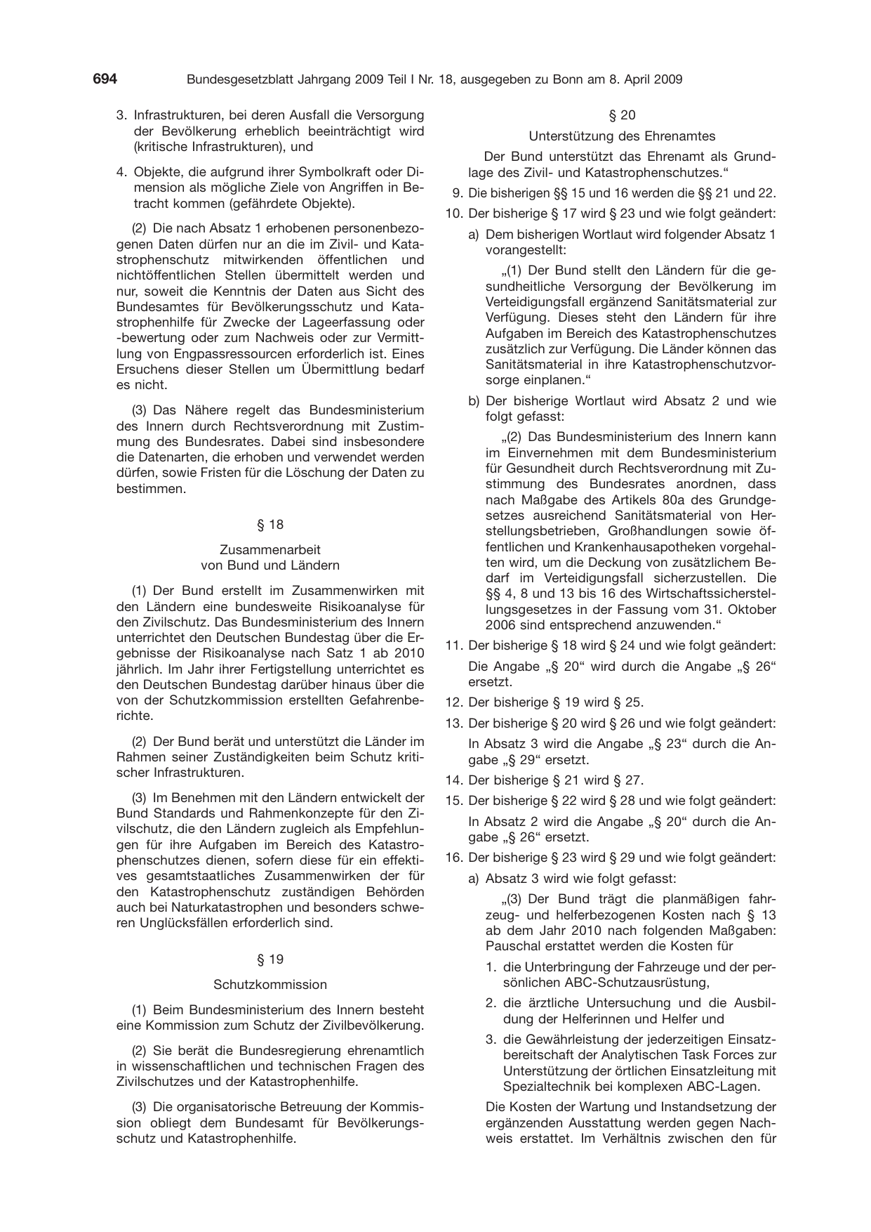 BGBl. 2009, Seite 694 — Originalseite als Abbildung