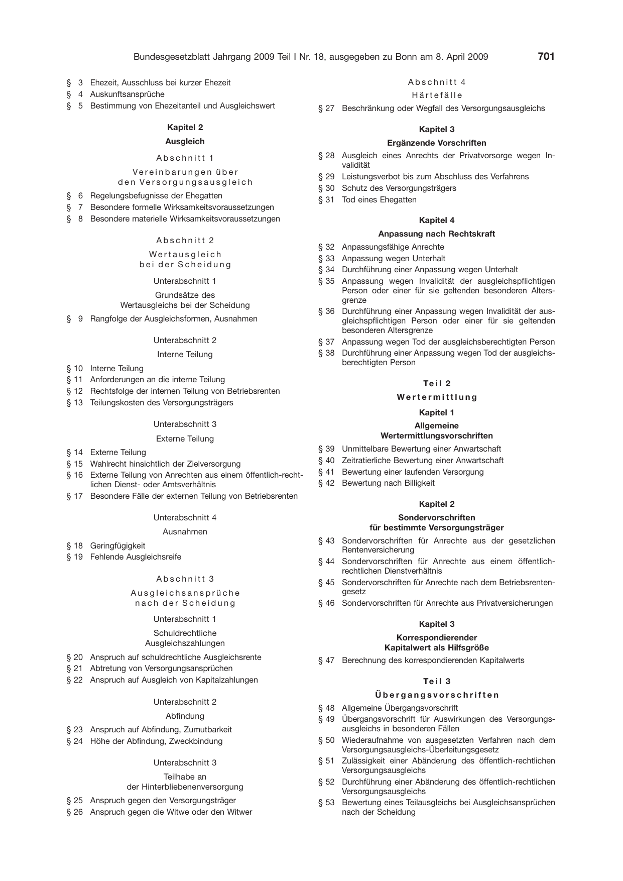 BGBl. 2009, Seite 701 — Originalseite als Abbildung