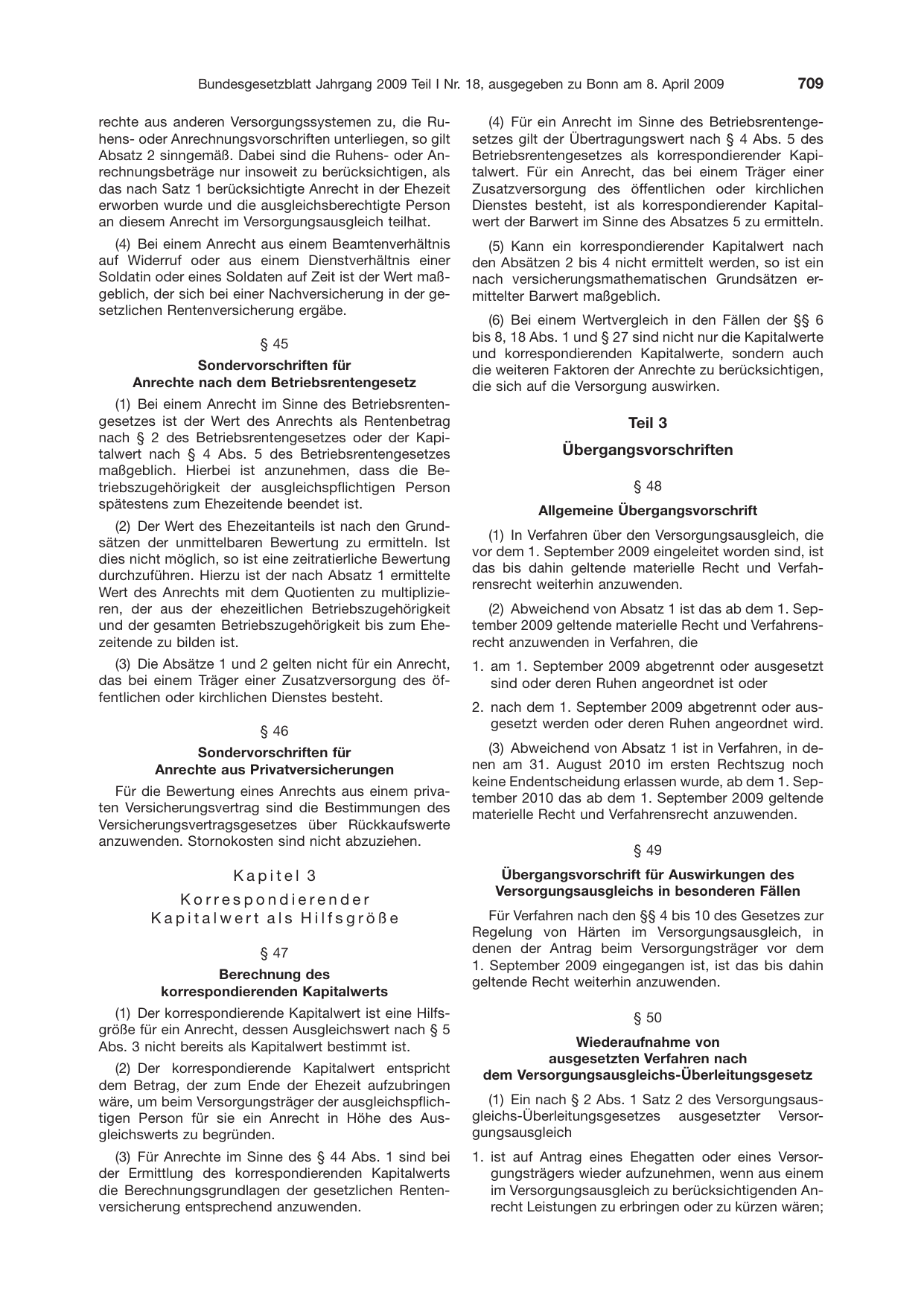 BGBl. 2009, Seite 709 — Originalseite als Abbildung