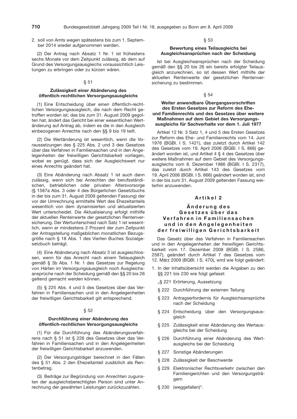 BGBl. 2009, Seite 710 — Originalseite als Abbildung