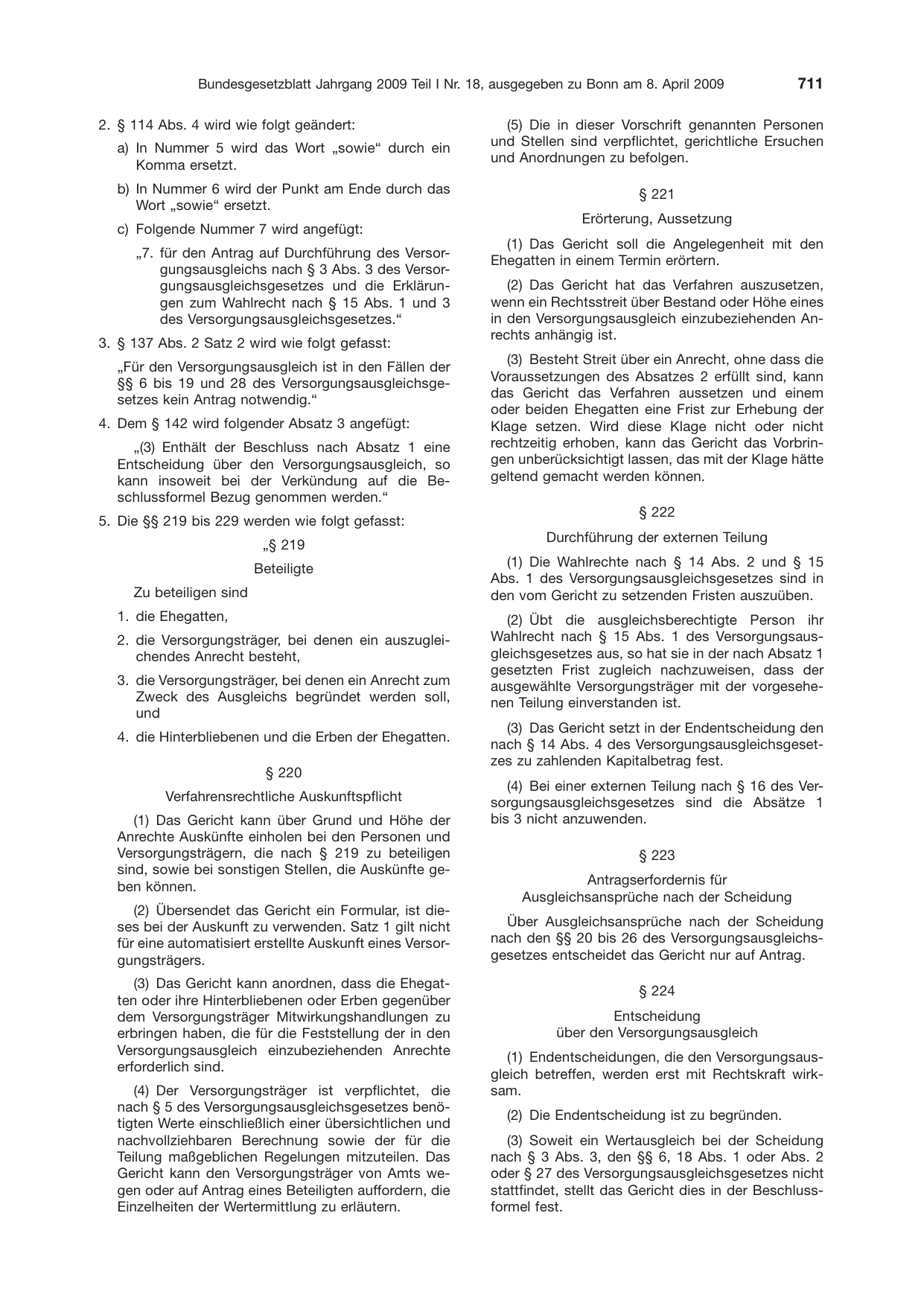 BGBl. 2009, Seite 711 — Originalseite als Abbildung