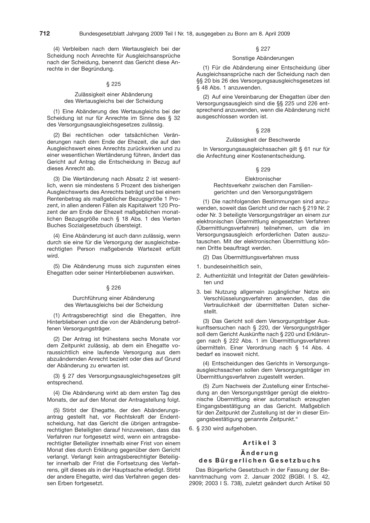 BGBl. 2009, Seite 712 — Originalseite als Abbildung