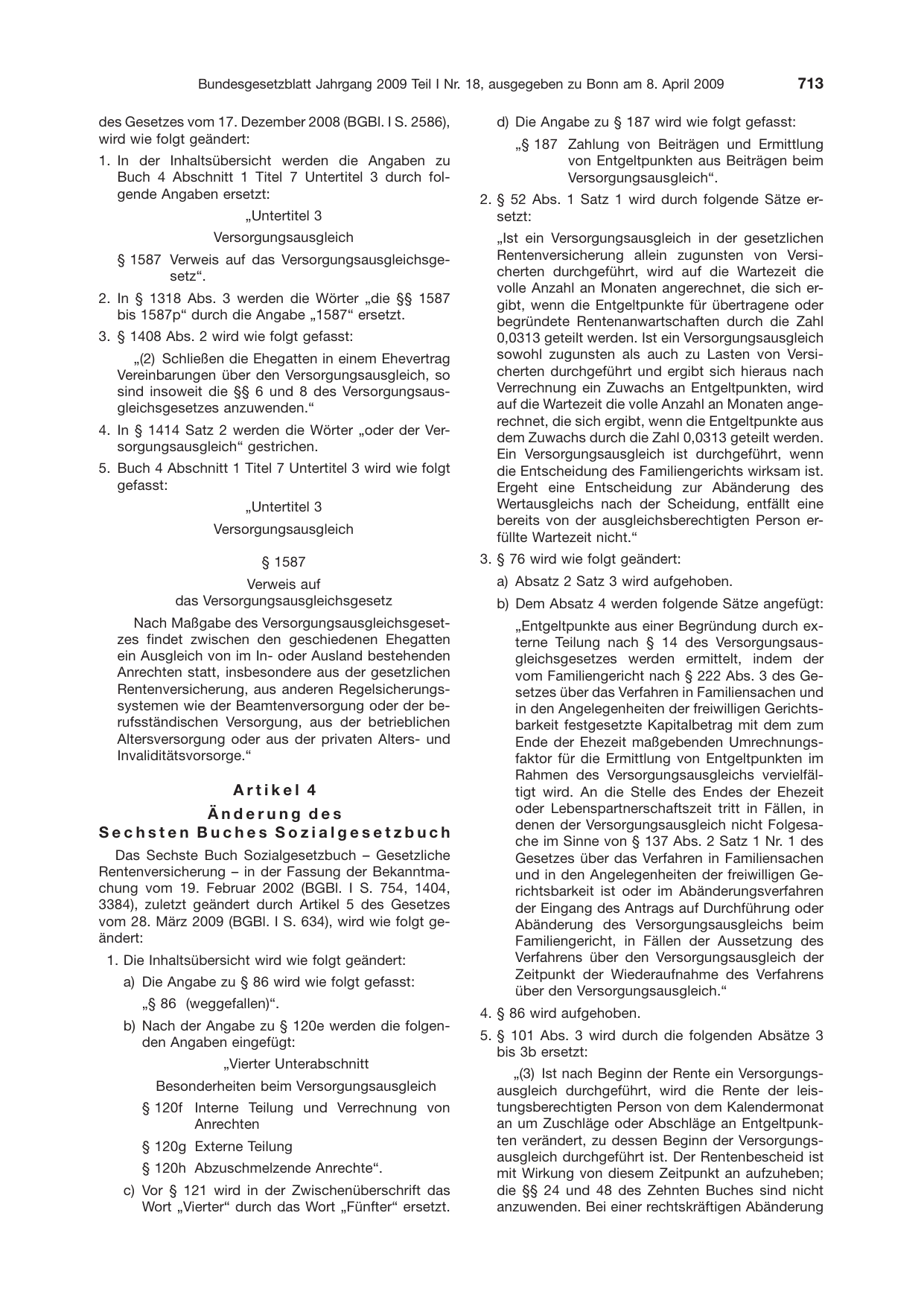 BGBl. 2009, Seite 713 — Originalseite als Abbildung