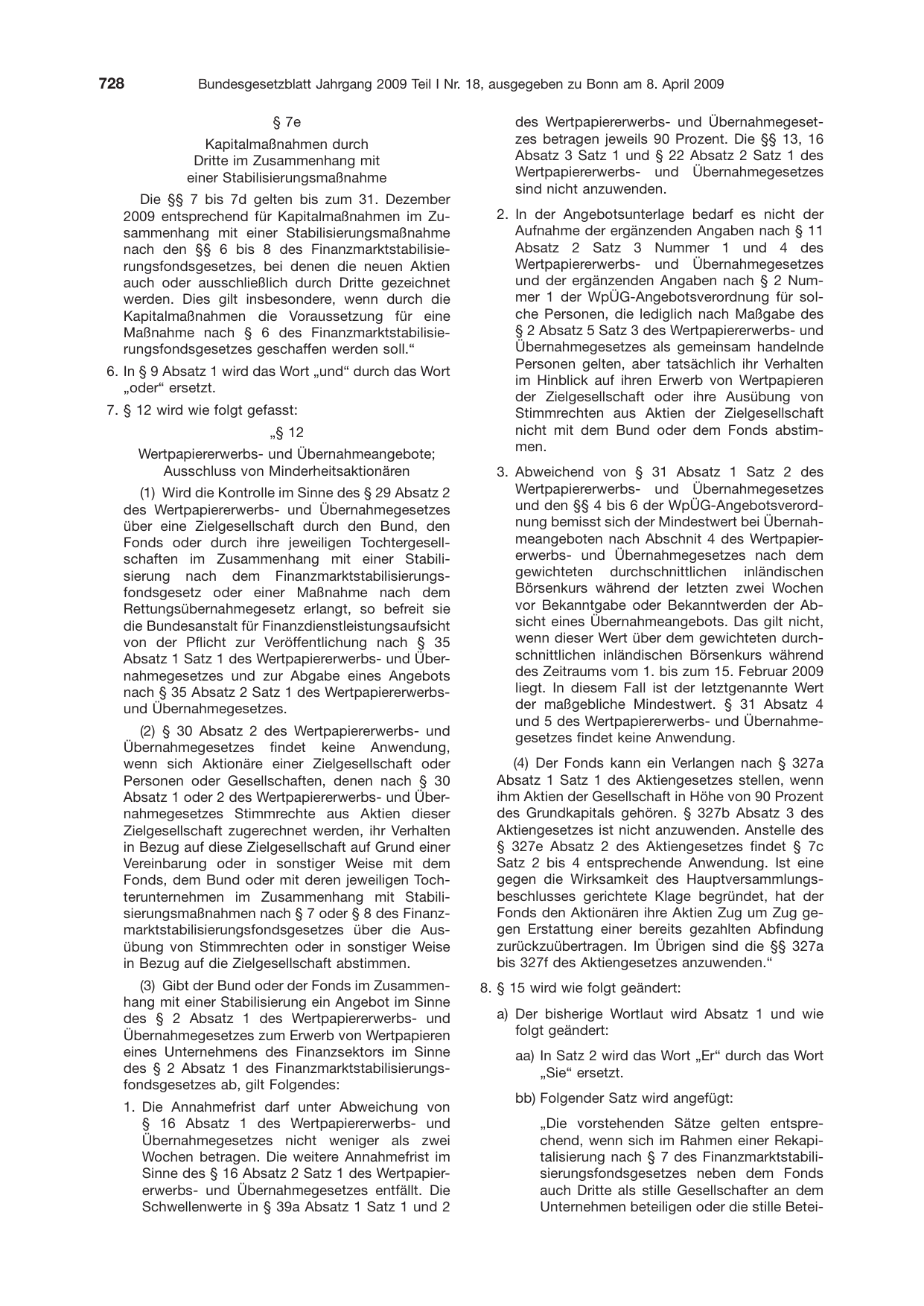 BGBl. 2009, Seite 728 — Originalseite als Abbildung