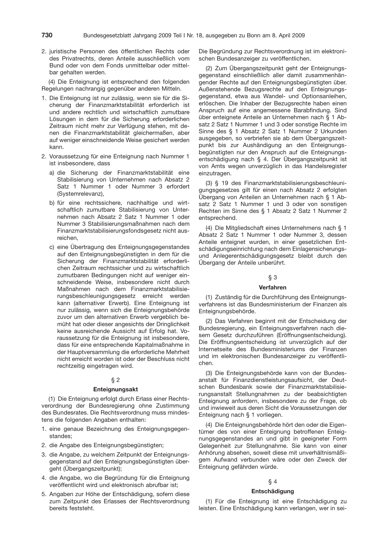 BGBl. 2009, Seite 730 — Originalseite als Abbildung