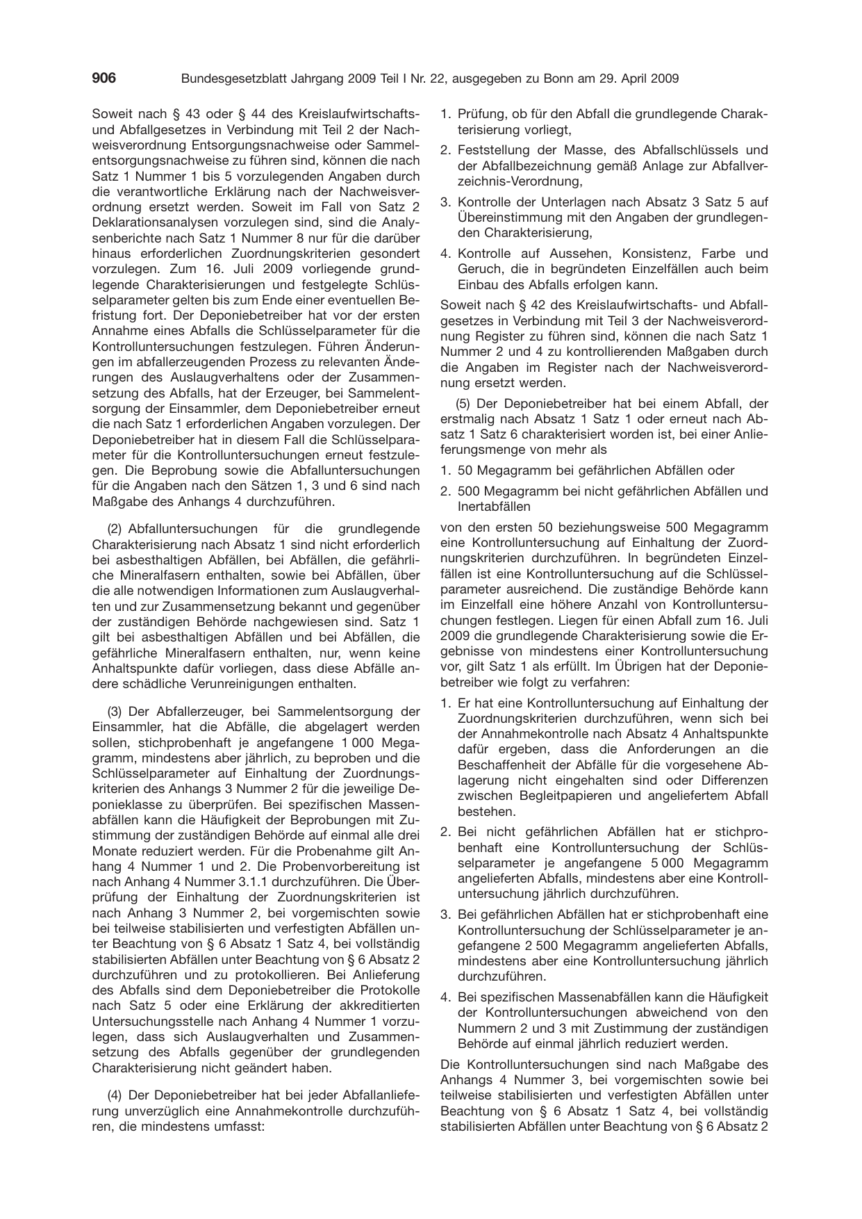 BGBl. 2009, Seite 906 — Originalseite als Abbildung
