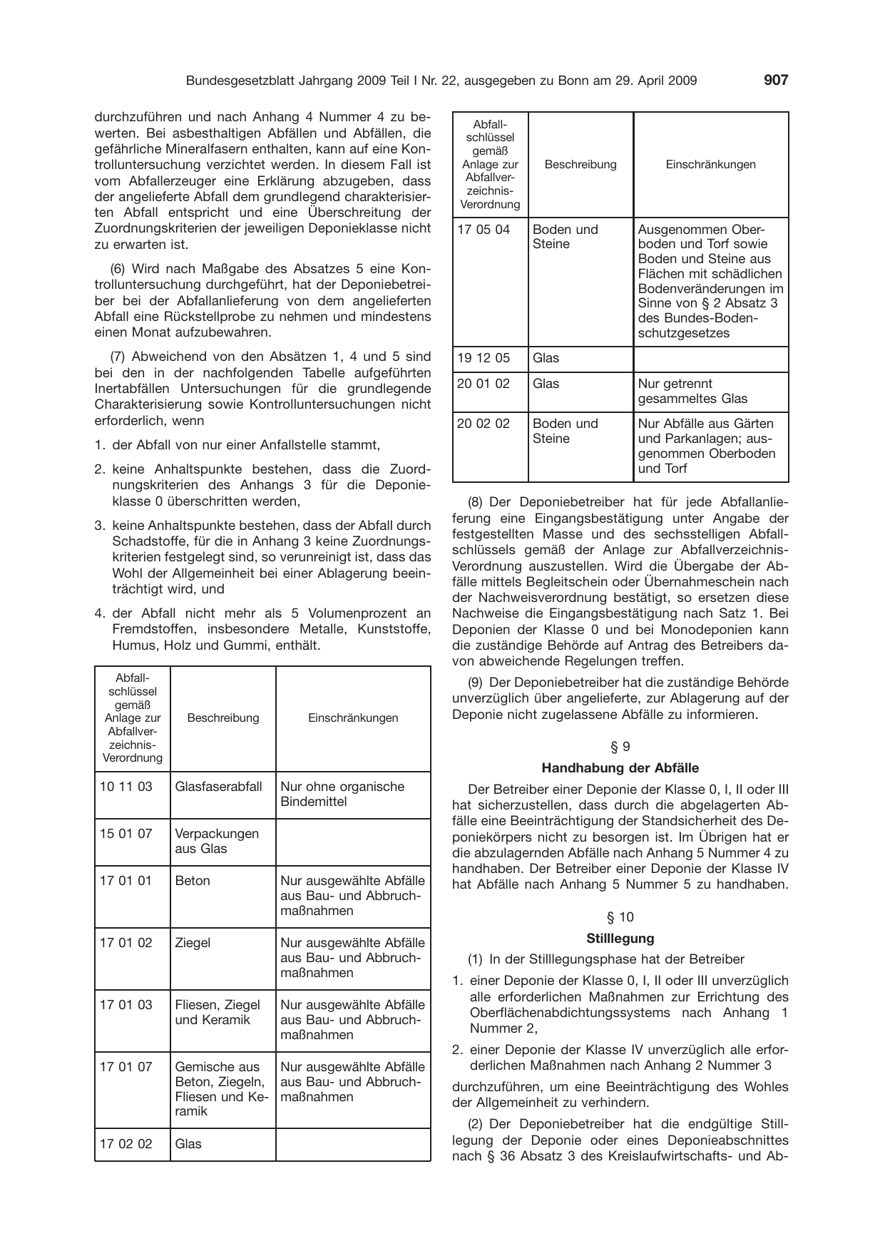 BGBl. 2009, Seite 907 — Originalseite als Abbildung