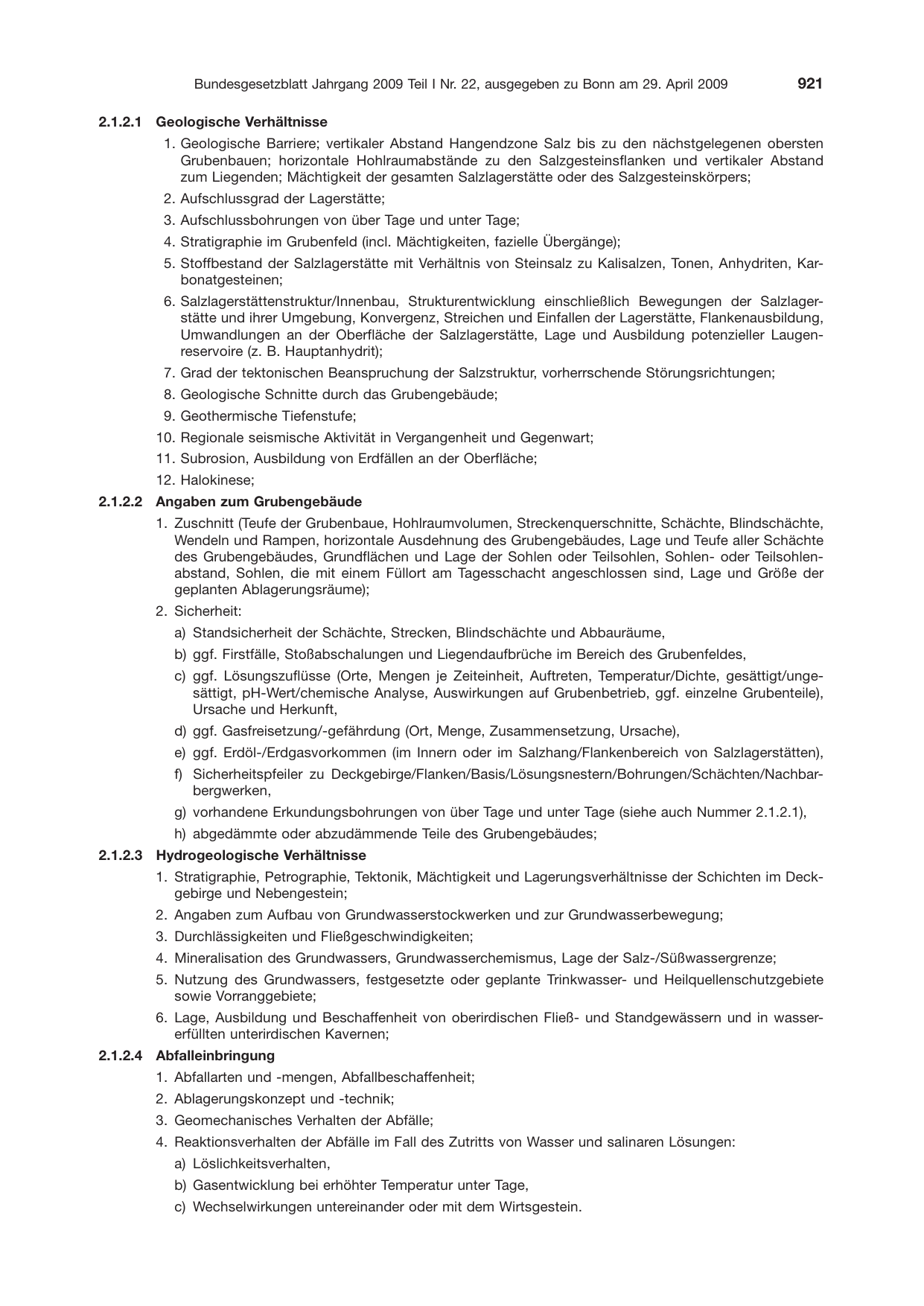 BGBl. 2009, Seite 921 — Originalseite als Abbildung