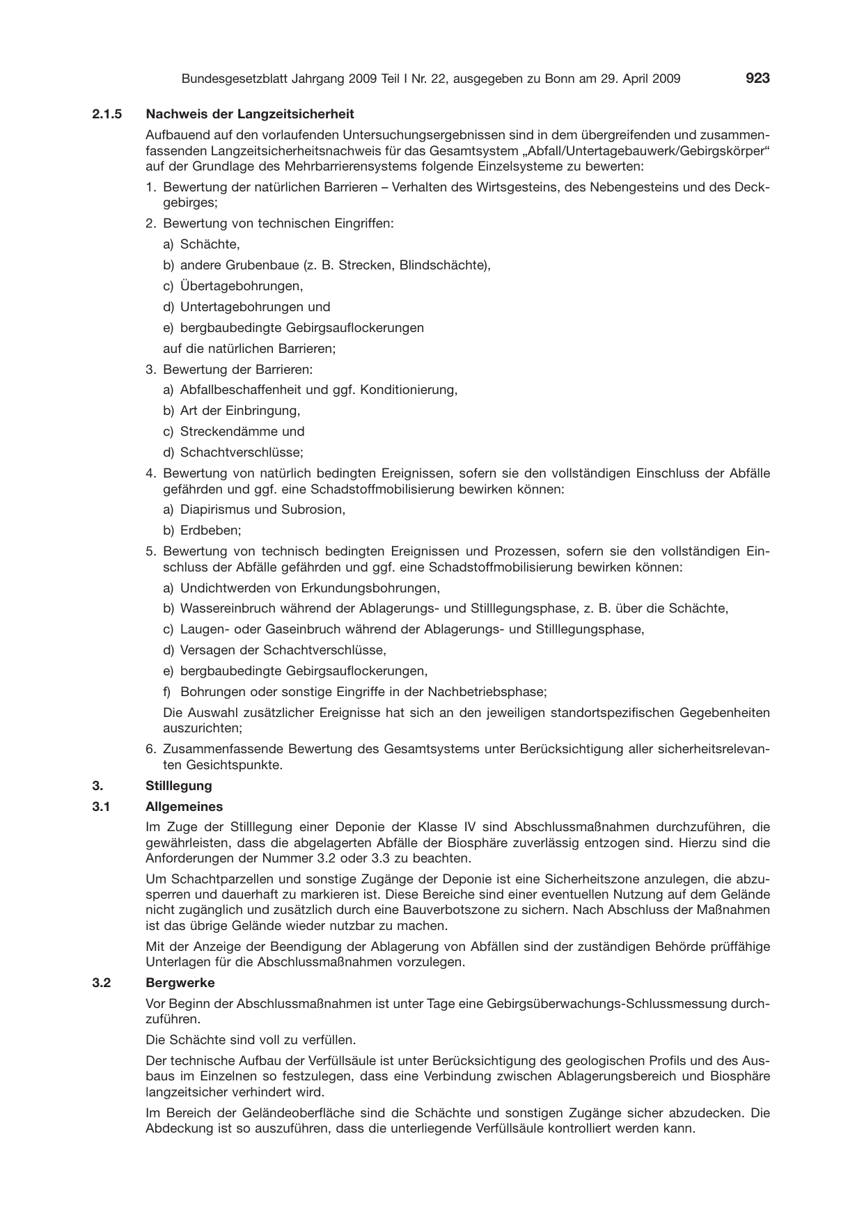 BGBl. 2009, Seite 923 — Originalseite als Abbildung