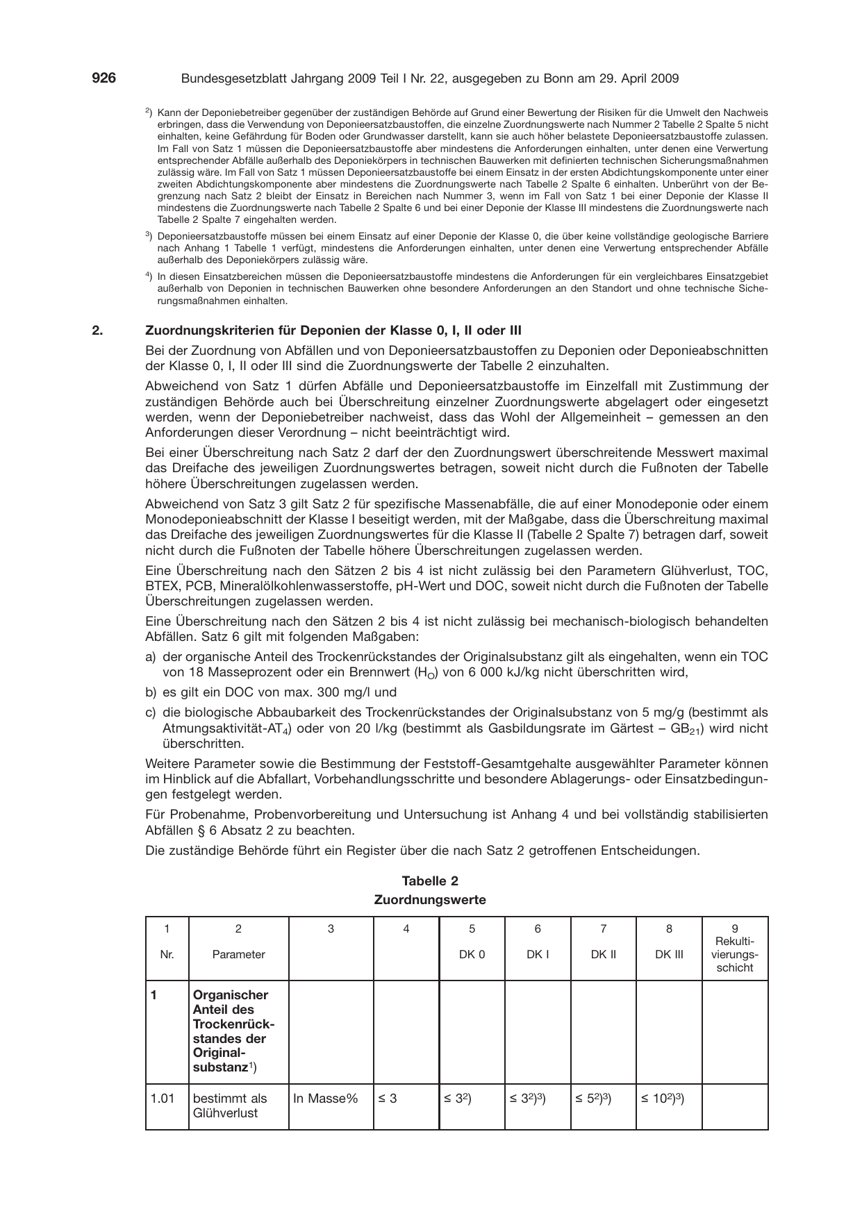 BGBl. 2009, Seite 926 — Originalseite als Abbildung