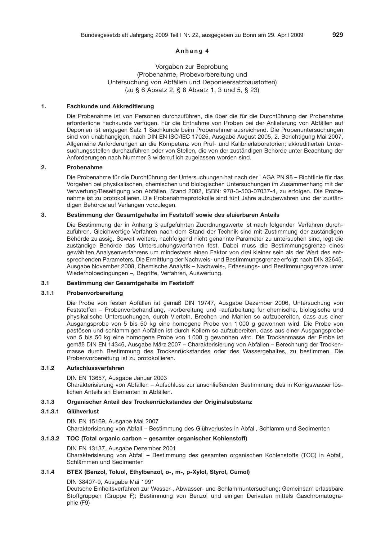 BGBl. 2009, Seite 929 — Originalseite als Abbildung