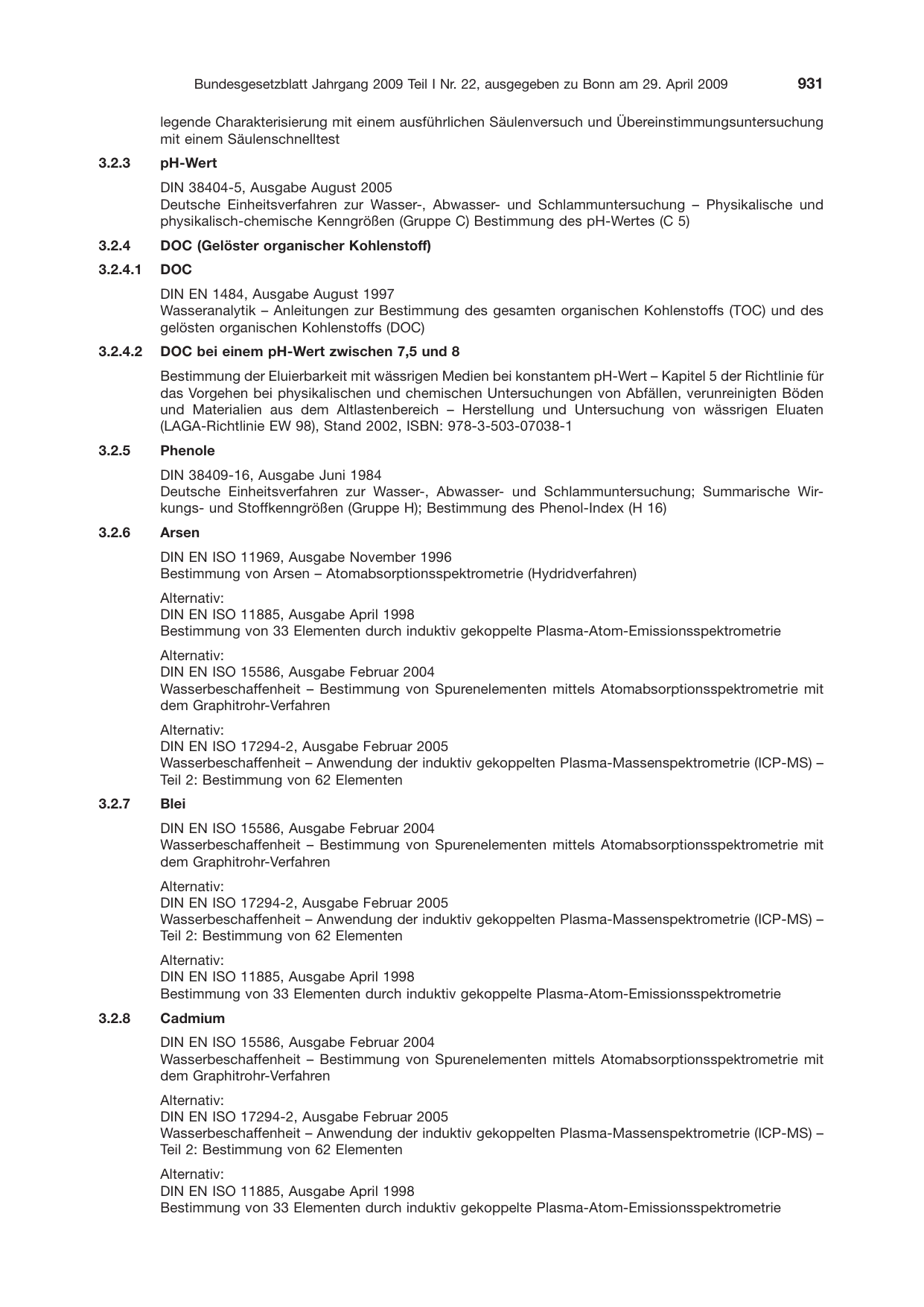 BGBl. 2009, Seite 931 — Originalseite als Abbildung