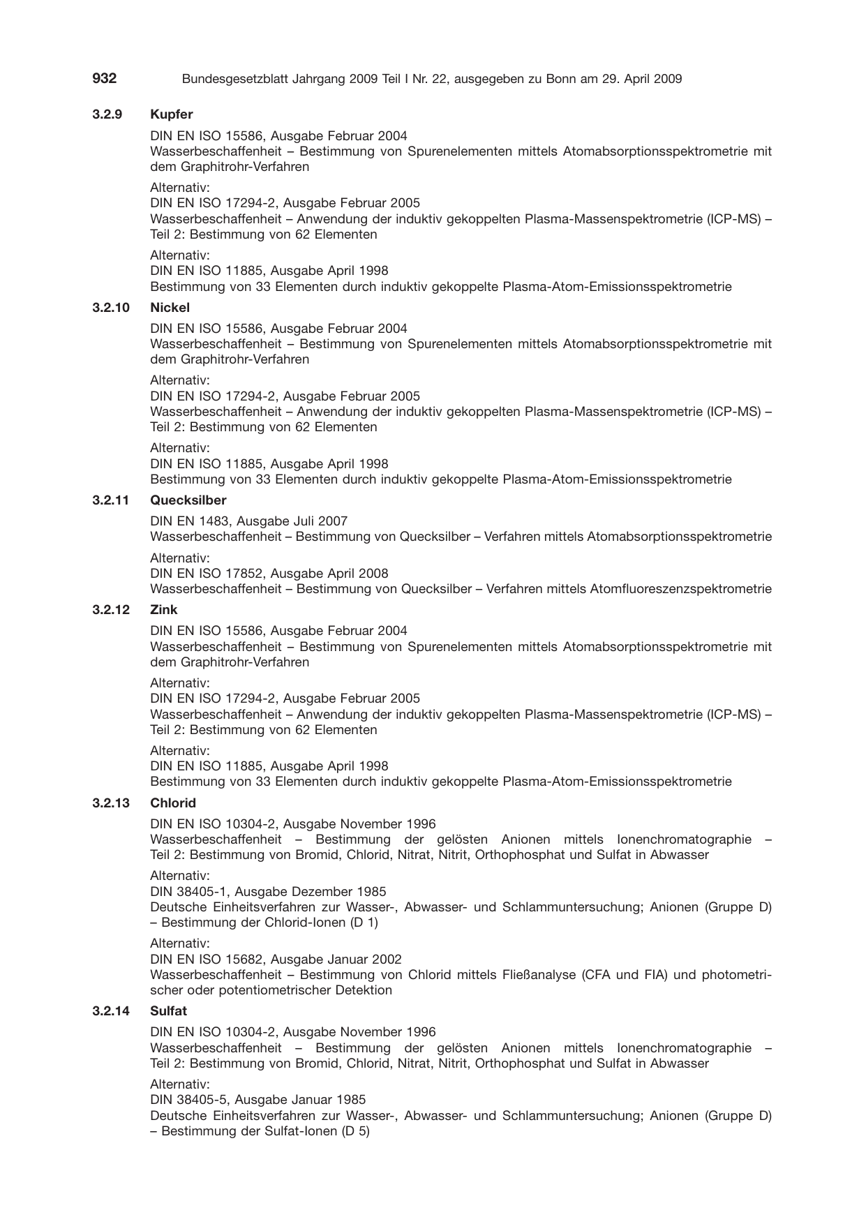 BGBl. 2009, Seite 932 — Originalseite als Abbildung