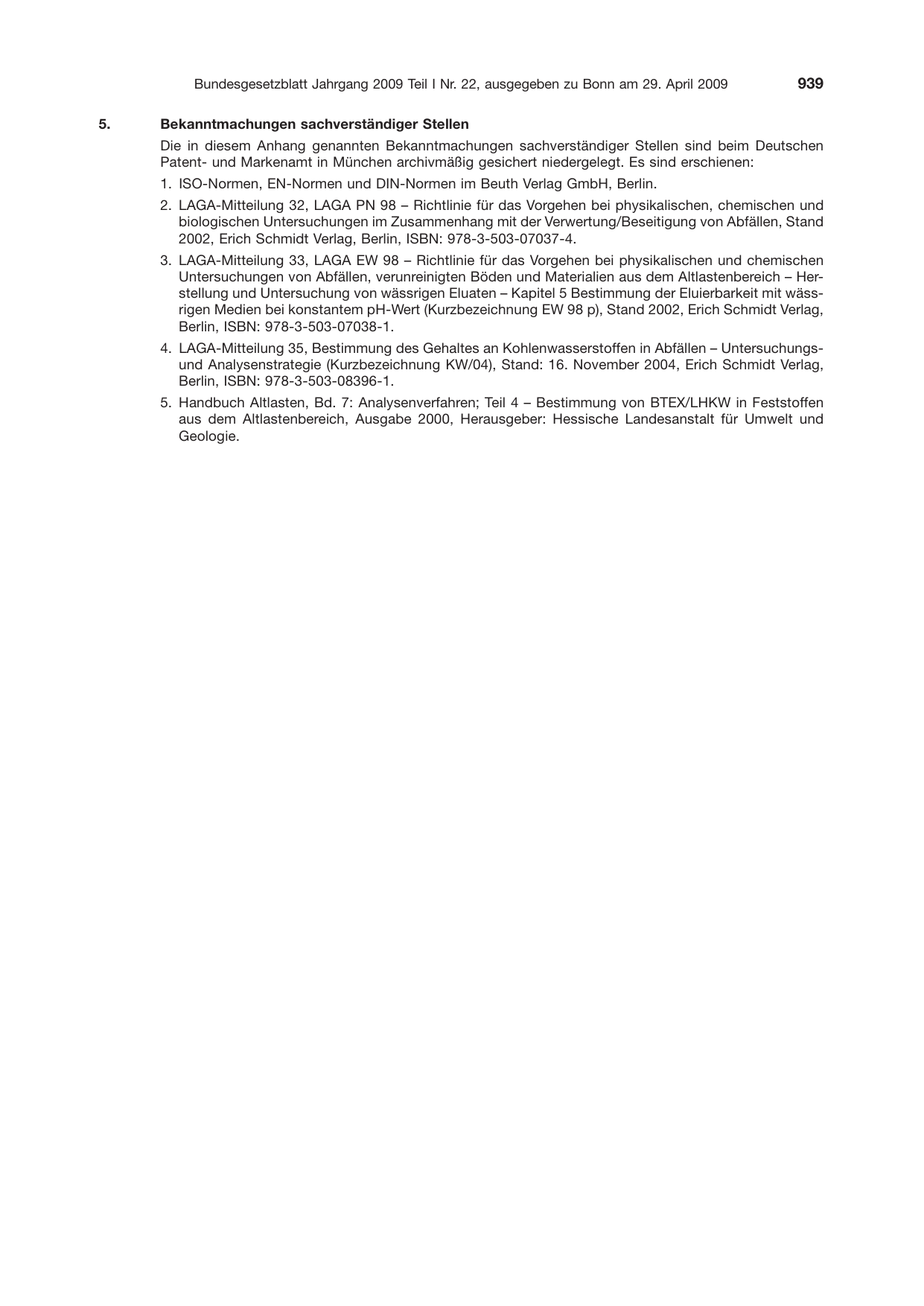 BGBl. 2009, Seite 939 — Originalseite als Abbildung