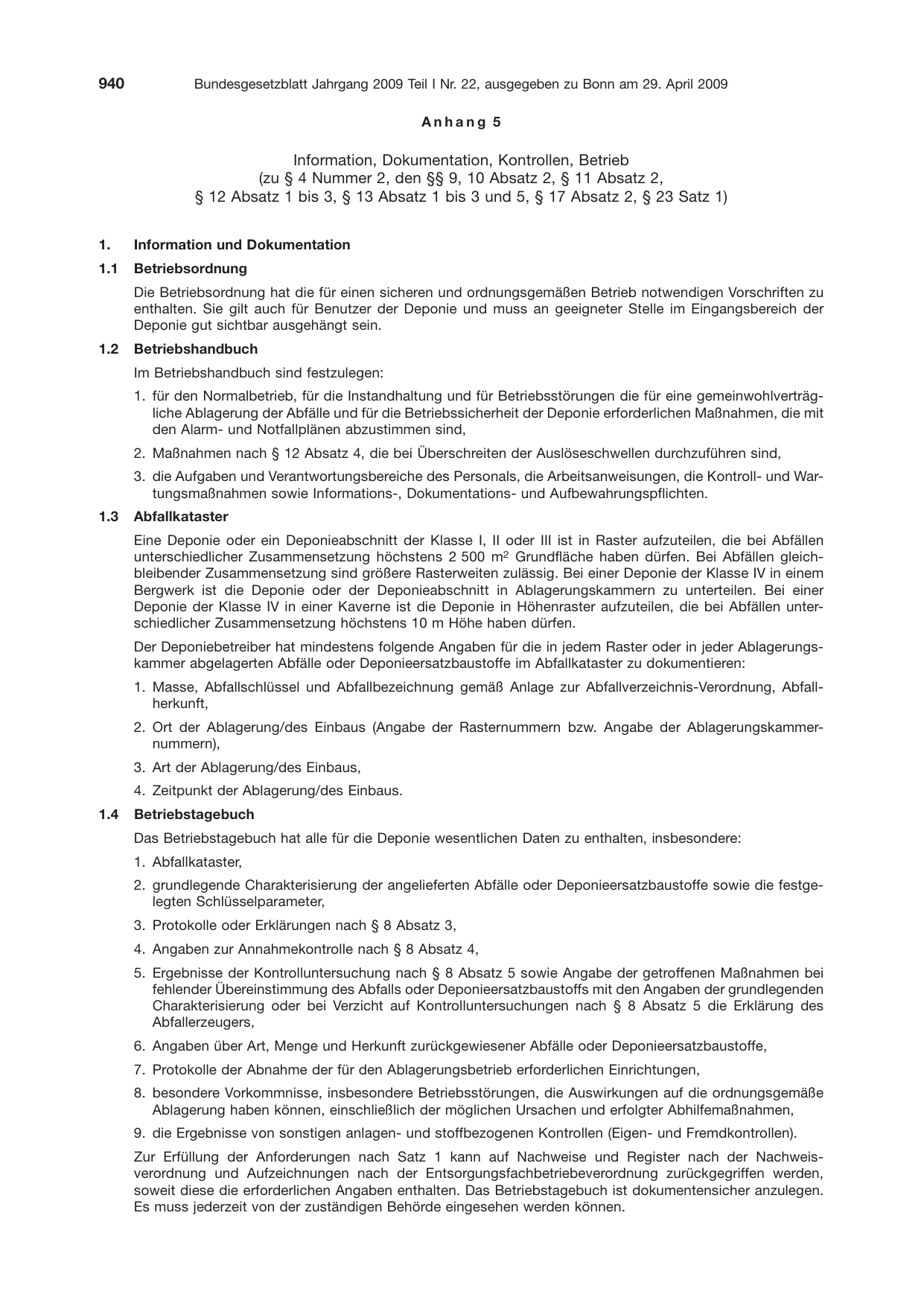 BGBl. 2009, Seite 940 — Originalseite als Abbildung
