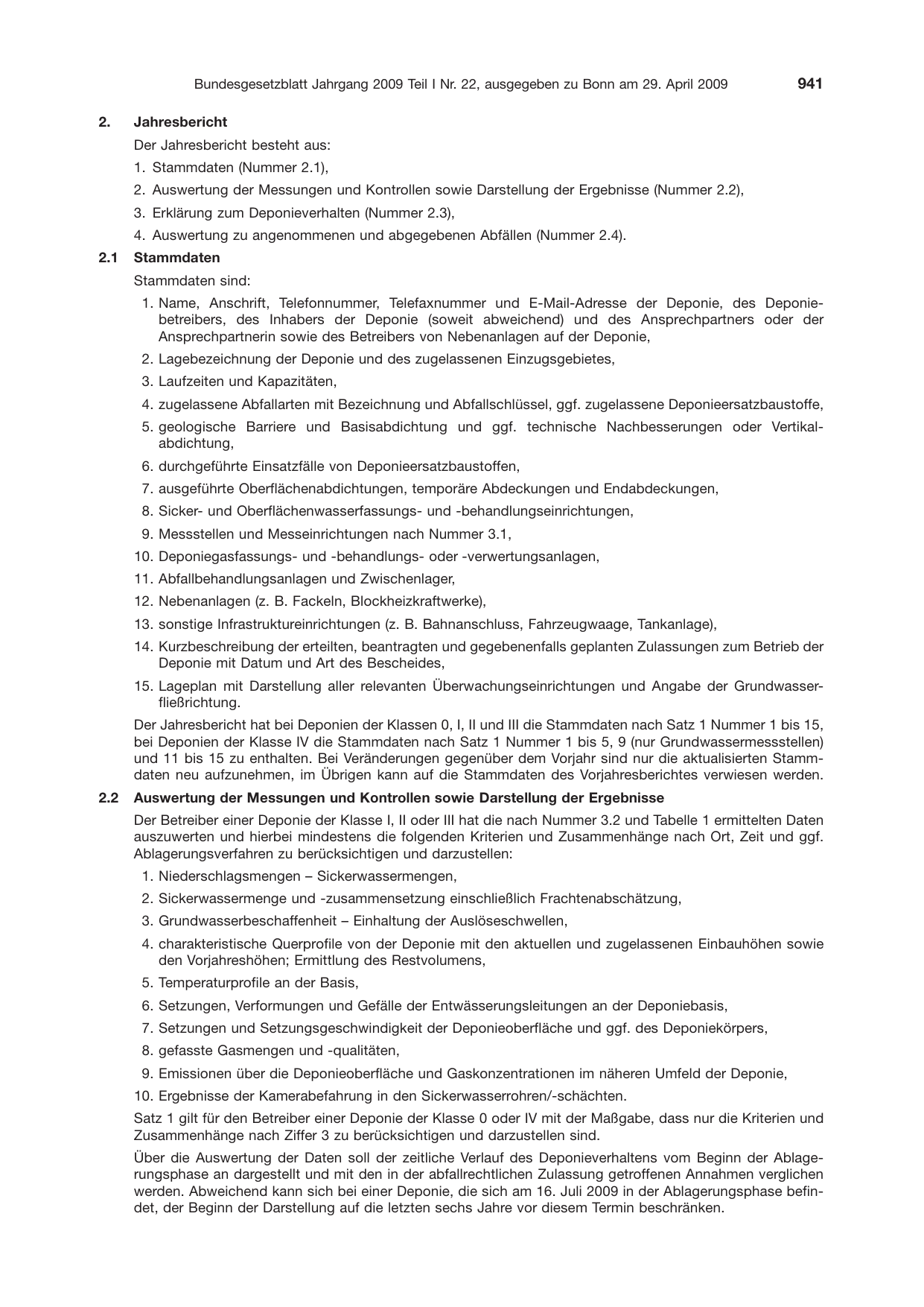 BGBl. 2009, Seite 941 — Originalseite als Abbildung
