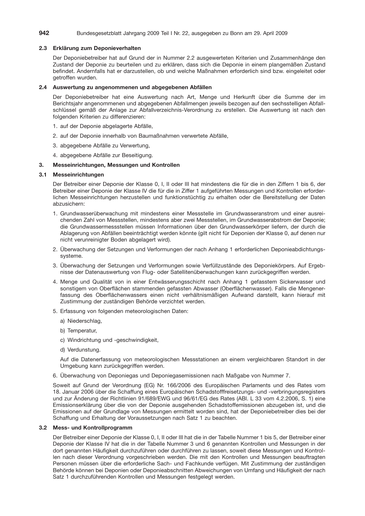 BGBl. 2009, Seite 942 — Originalseite als Abbildung