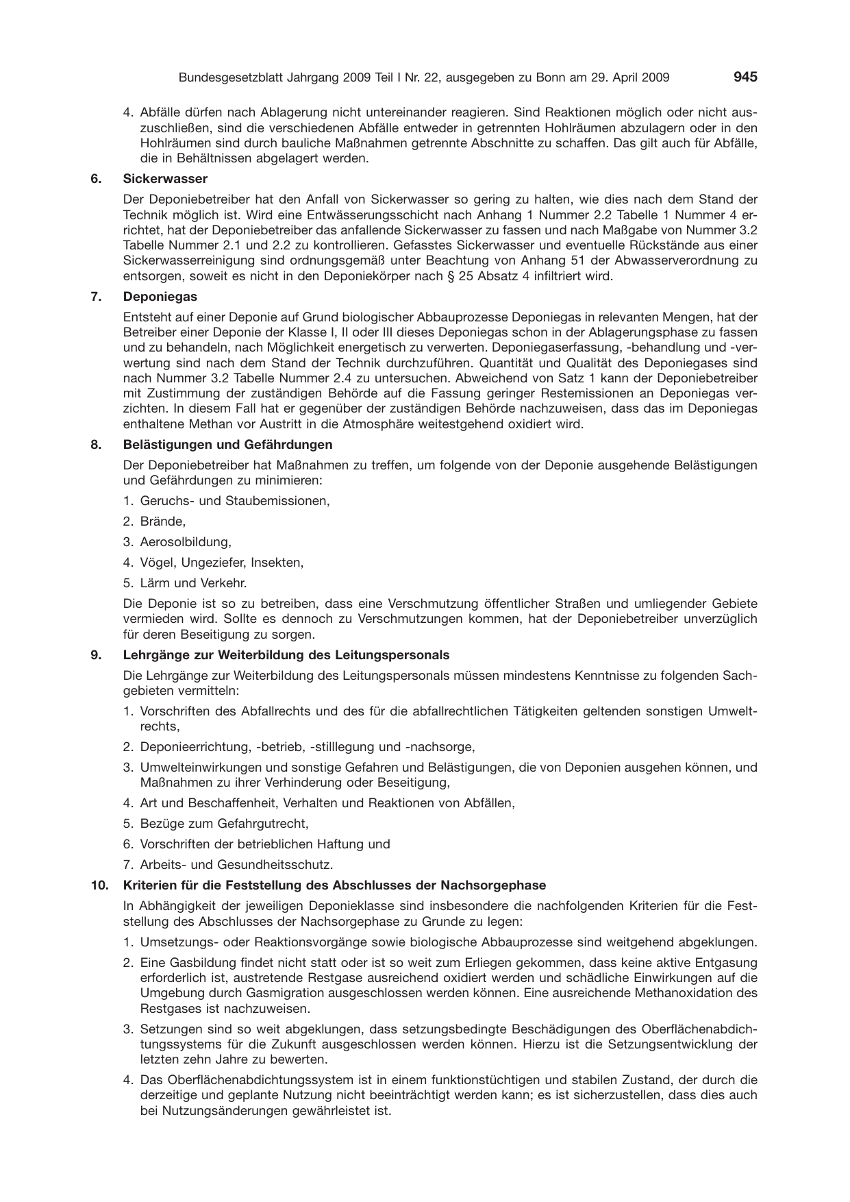 BGBl. 2009, Seite 945 — Originalseite als Abbildung