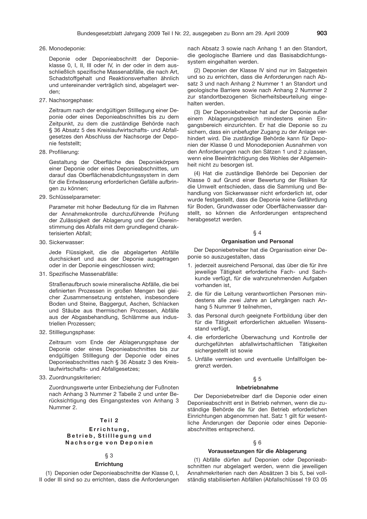BGBl. 2009, Seite 903 — Originalseite als Abbildung